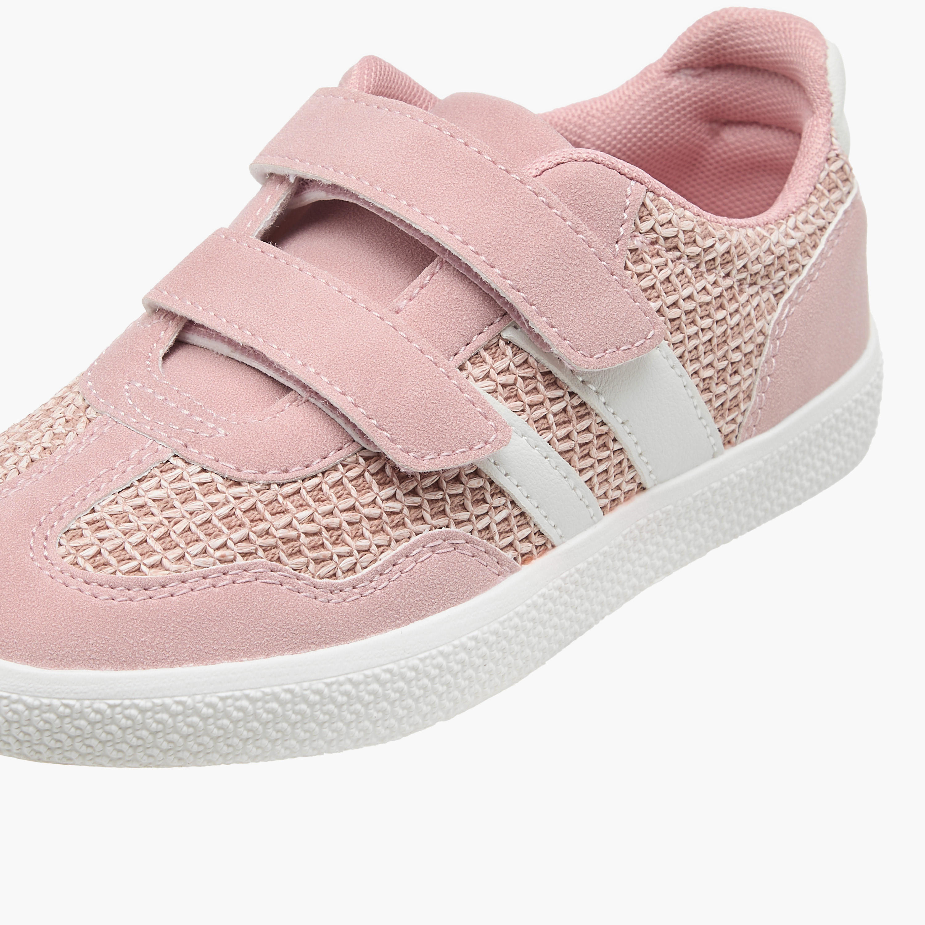 Little Missy Panelled Sneakers with Hook and Loop Closure-girls-shoes-sneakers-image-4