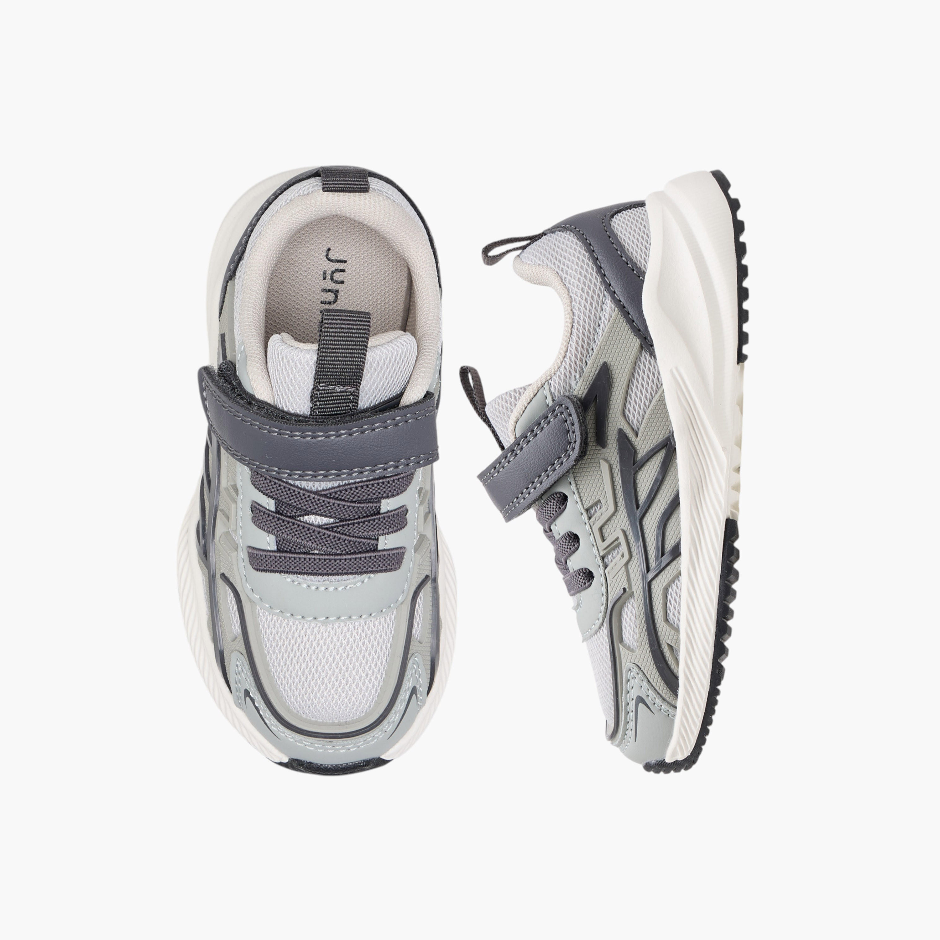Juniors Panelled Sneakers with Hook and Loop Closure-boys-shoes-sneakers-image-1