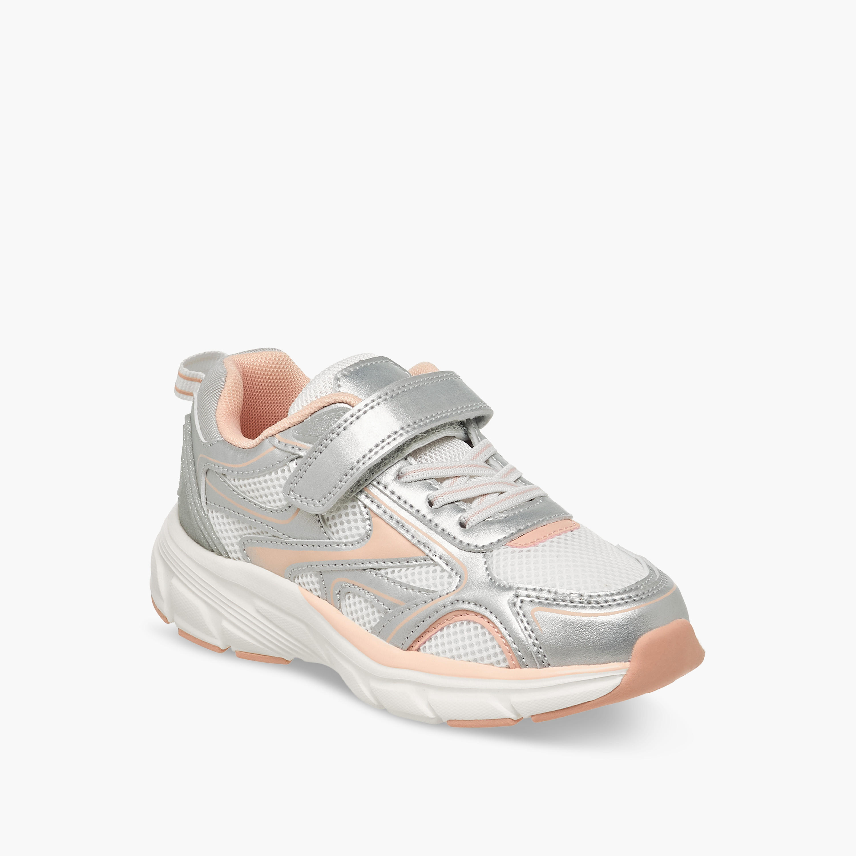 Little Missy Girls Panelled Hook & Loop Sneakers-girls-shoes-sneakers-image-2