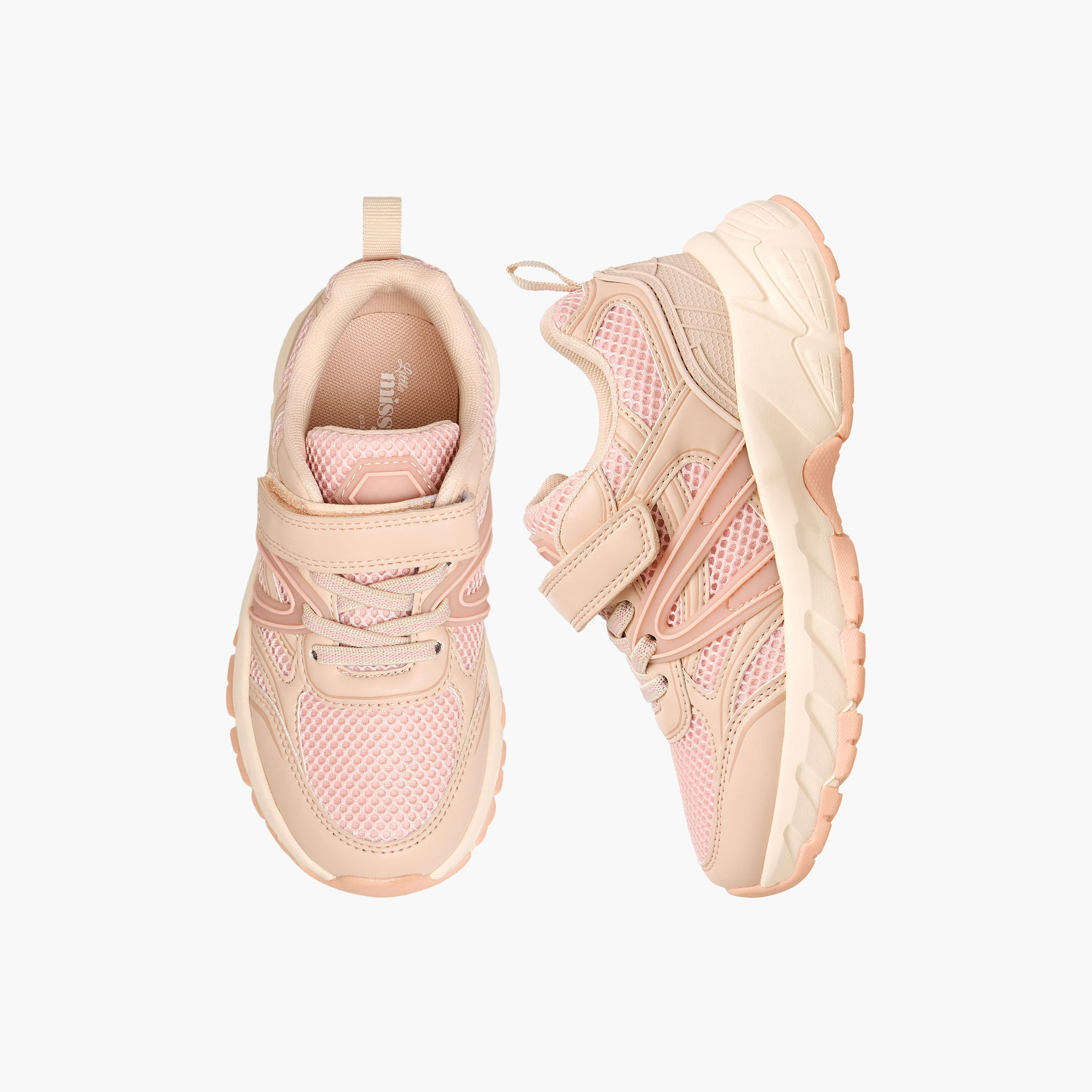 Little Missy Girls Mesh Panelled Hook & Loop Sneakers-girls-shoes-sneakers-image-1