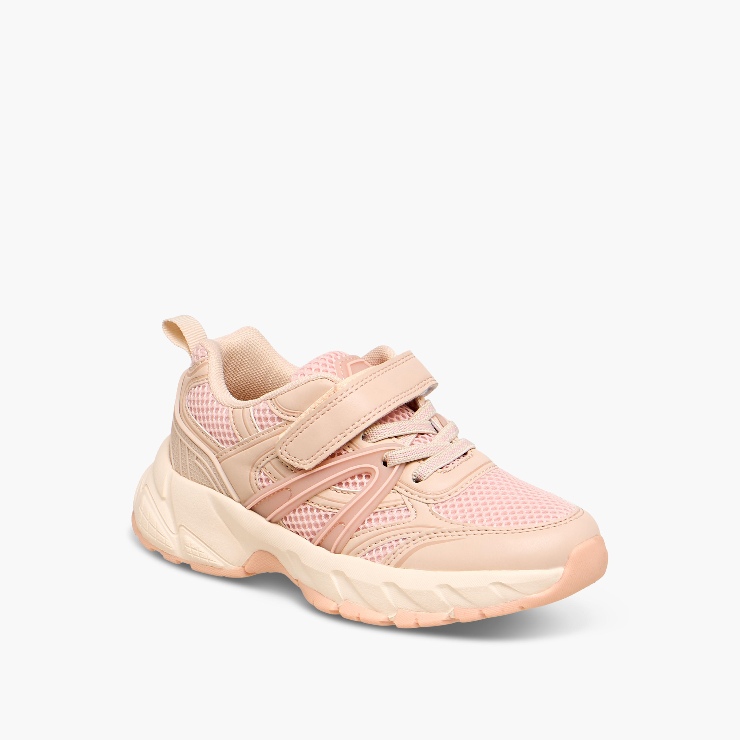 Little Missy Girls Mesh Panelled Hook & Loop Sneakers-girls-shoes-sneakers-image-2