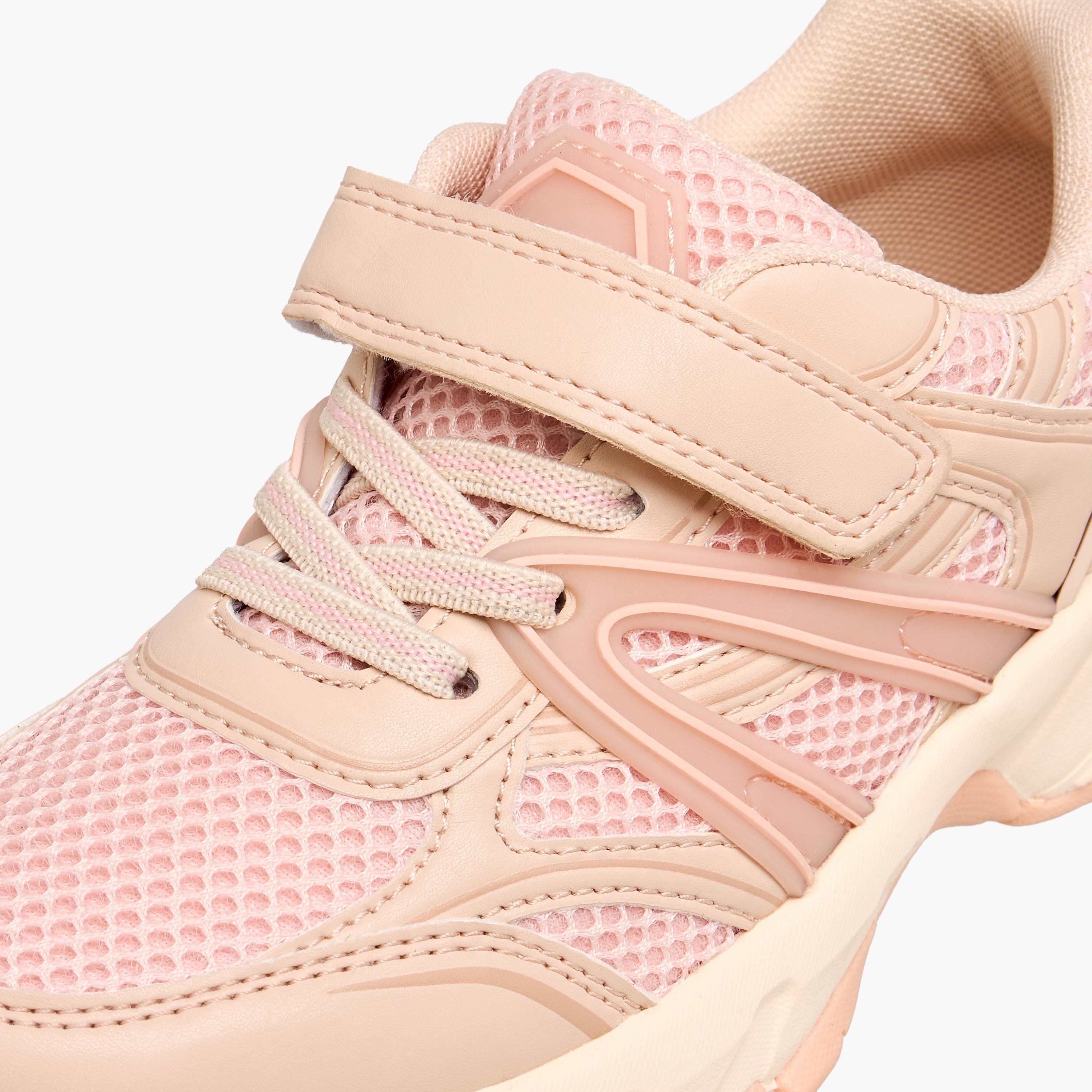 Little Missy Girls Mesh Panelled Hook & Loop Sneakers-girls-shoes-sneakers-image-4