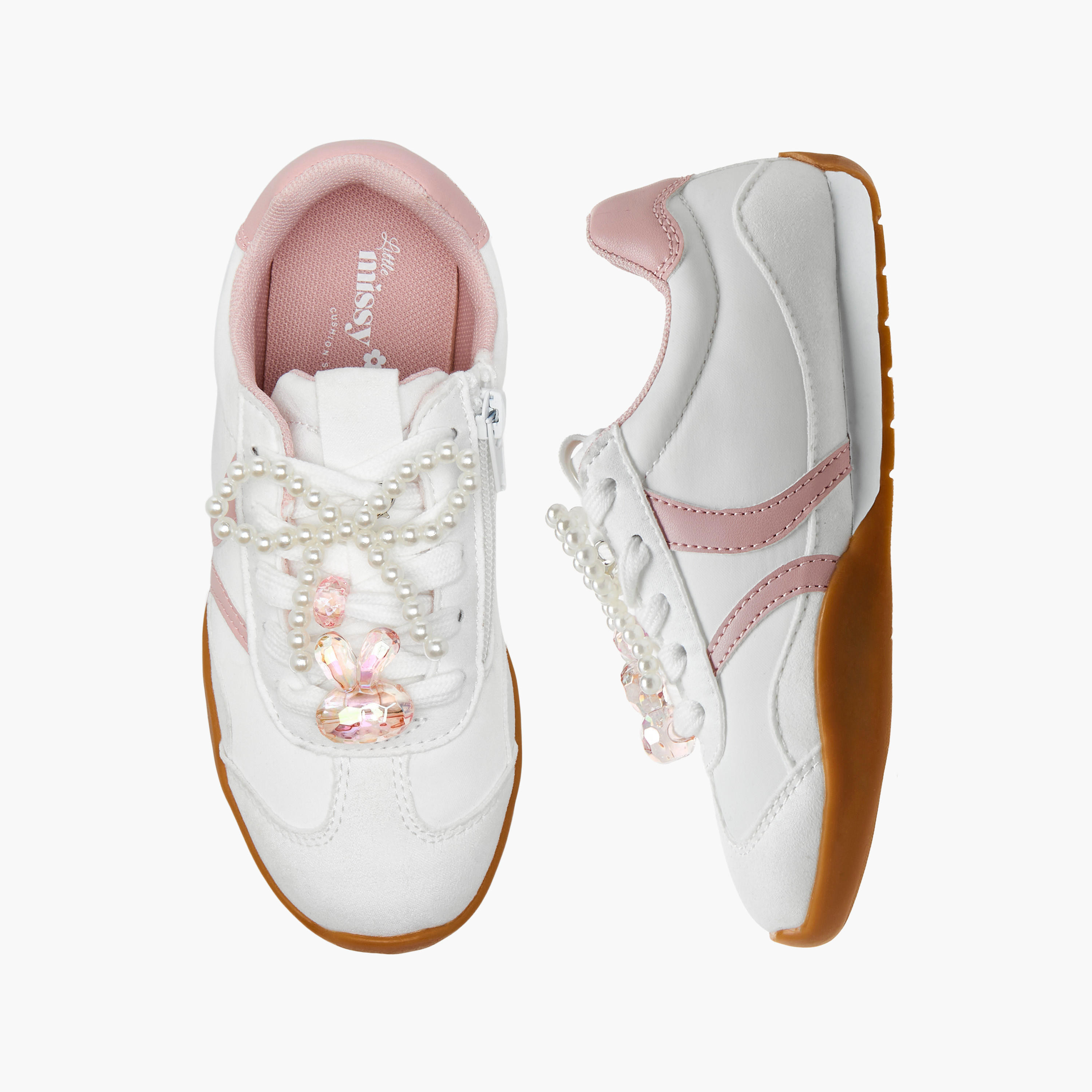 Little Missy Girls Embellished Zip Detail Sneakers-girls-shoes-sneakers-image-1
