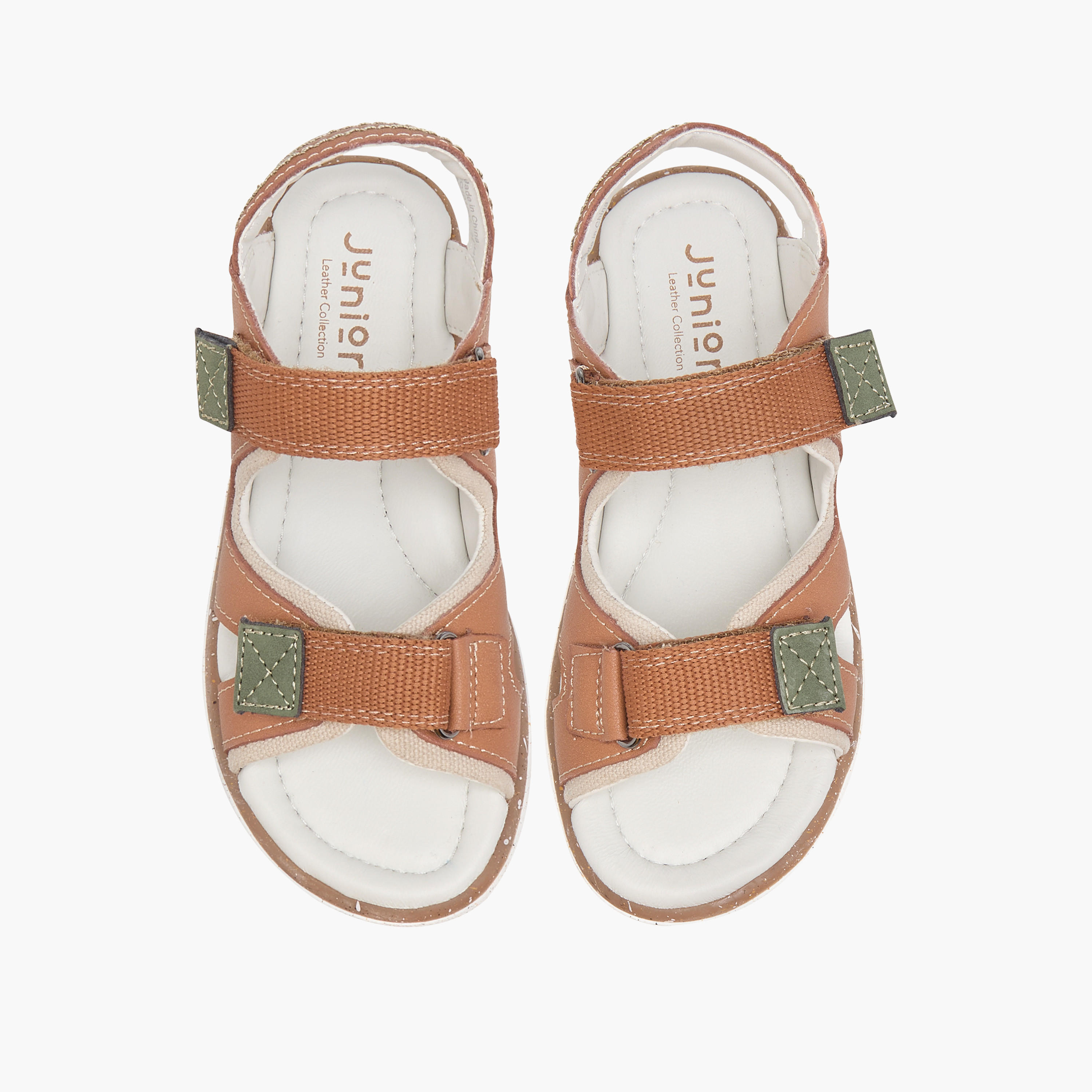 Juniors Textured Sandals with Hook and Loop Closure-boys-shoes-sandals-image-1