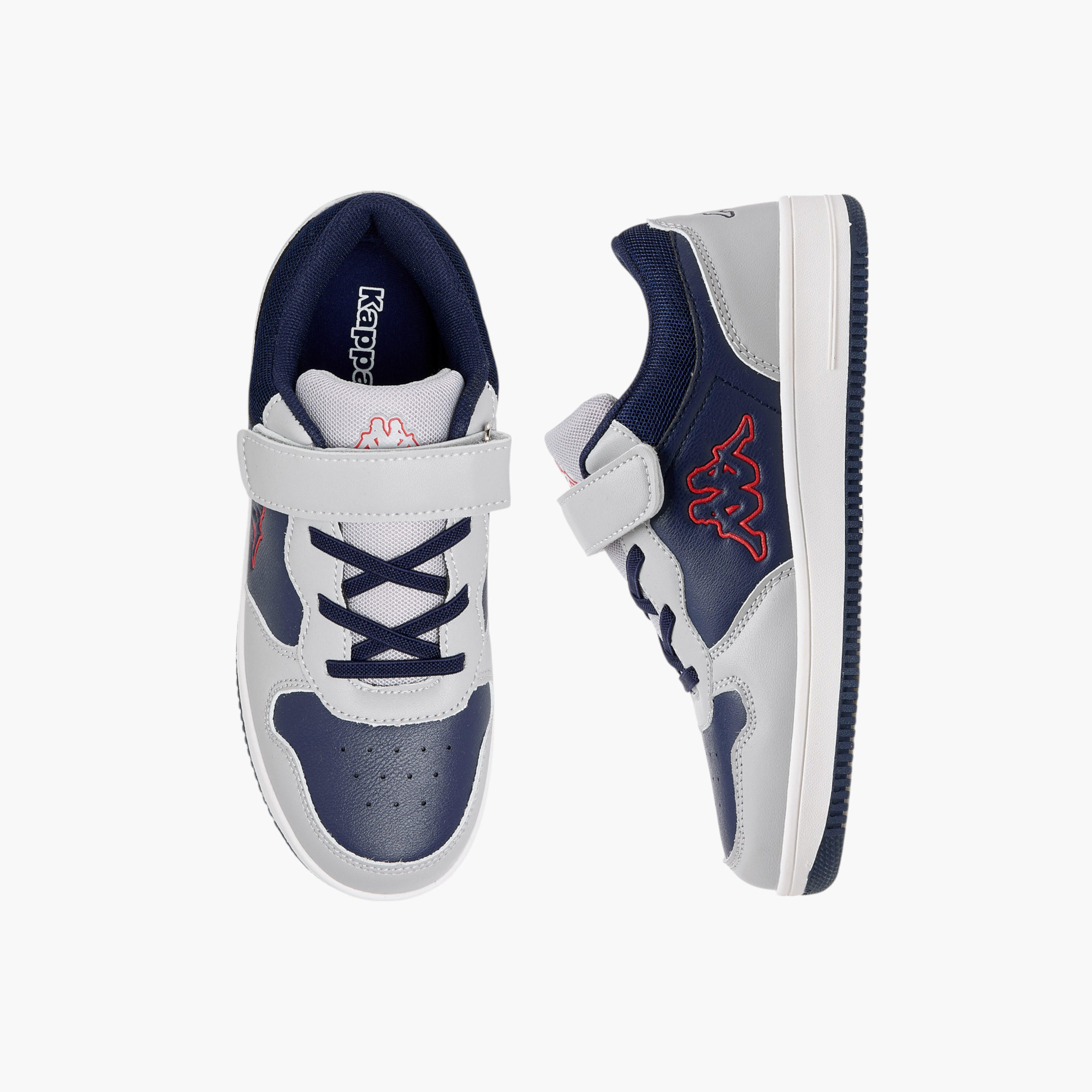 Kappa Kids' Colourblock Low Ankle Sneakers with Hook and Loop Closure-boys-shoes-sneakers-image-1