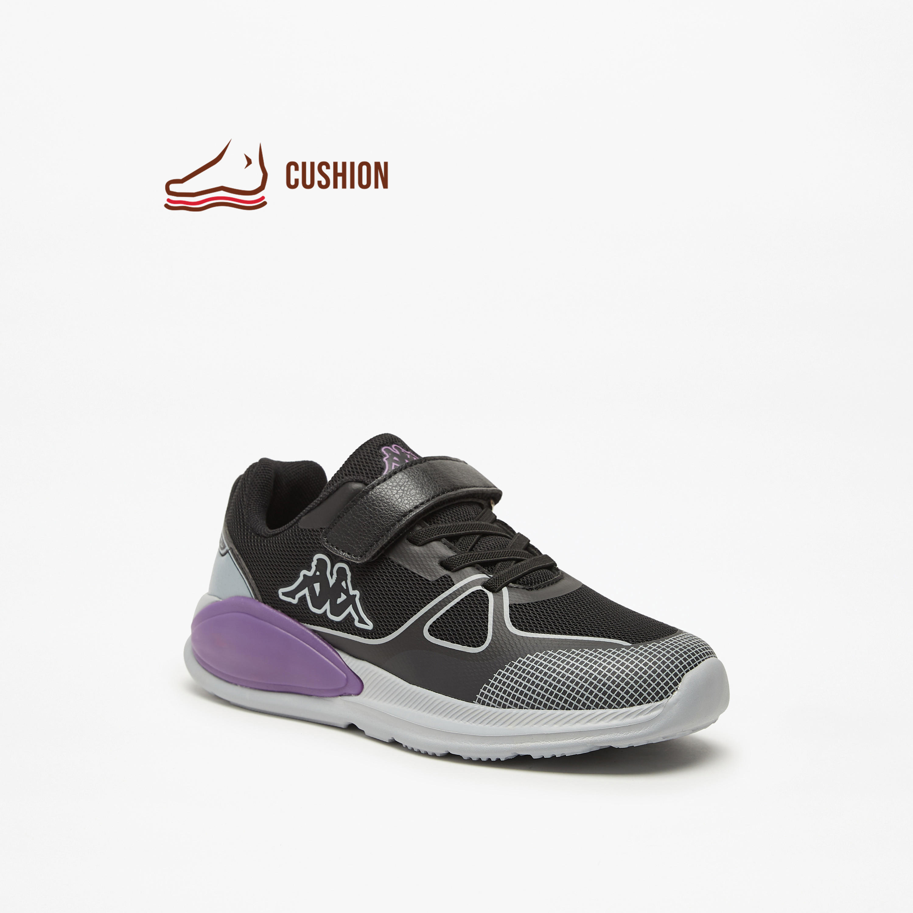 Kappa Girls' Panelled Sports Shoes with Hook and Loop Closure-girls-shoes-sports-image-1