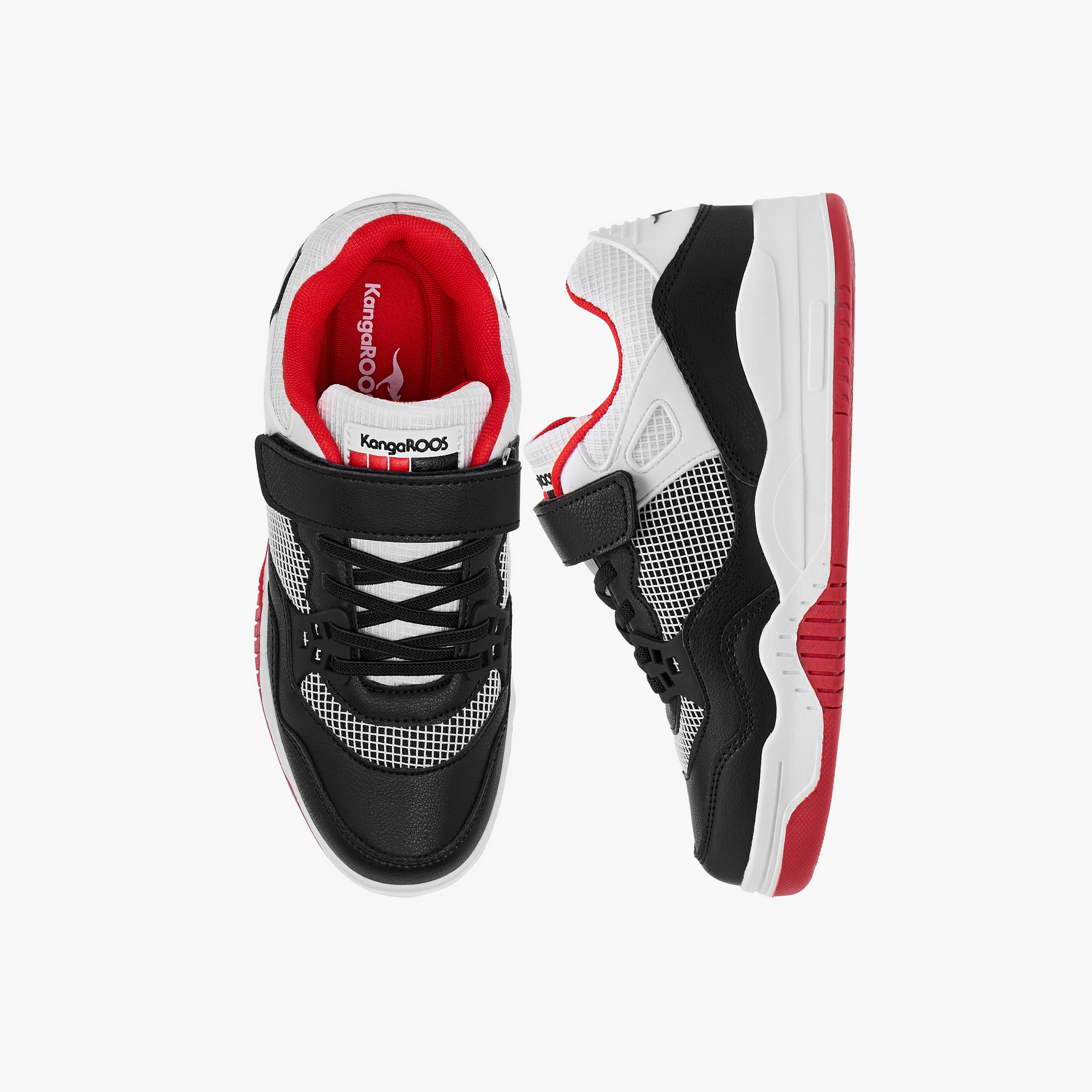 KangaROOS Kids' Panelled Sneakers with Hook and Loop Closure-girls-shoes-sneakers-image-1