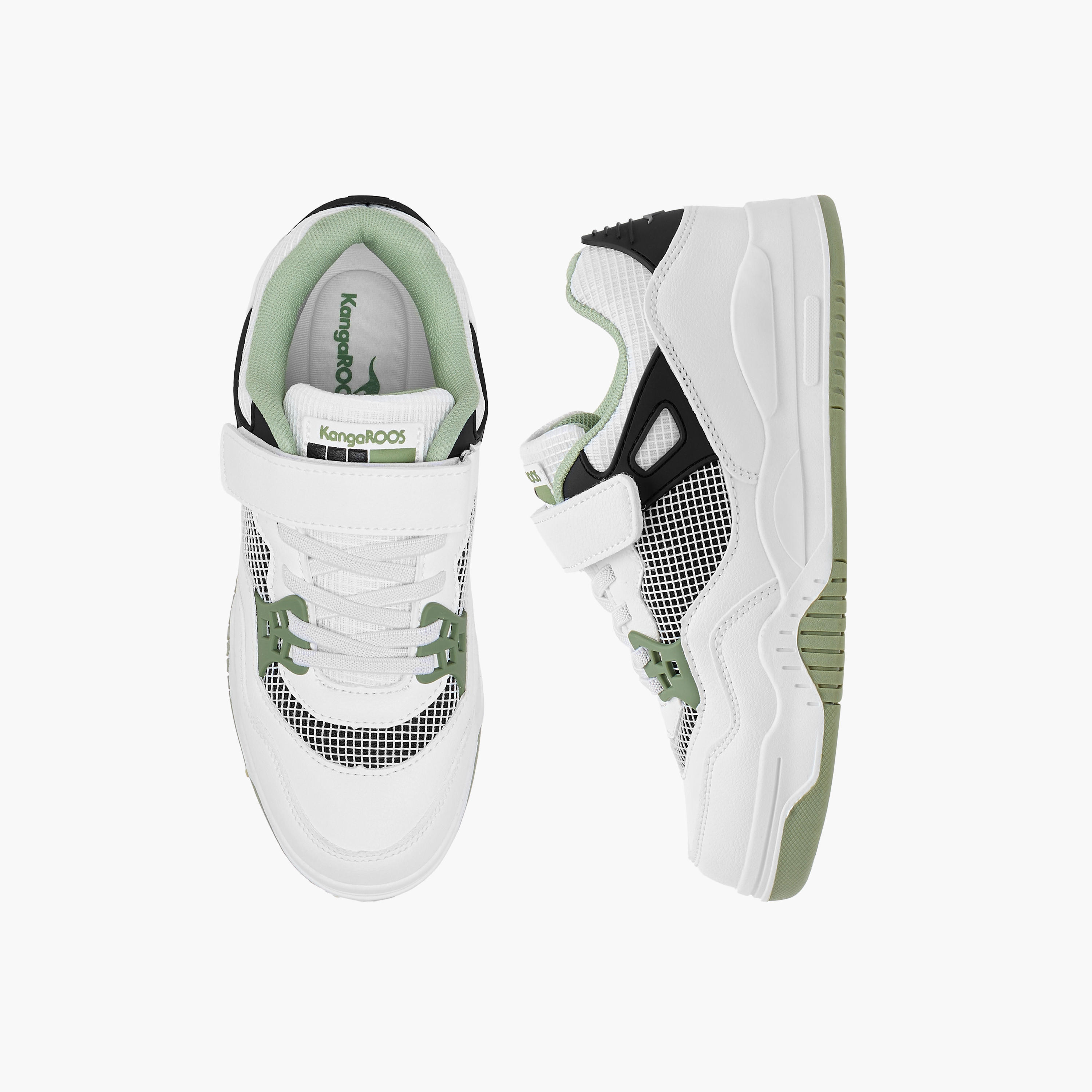 KangaROOS Kids' Panelled Sneakers with Hook and Loop Closure-girls-shoes-sneakers-image-1