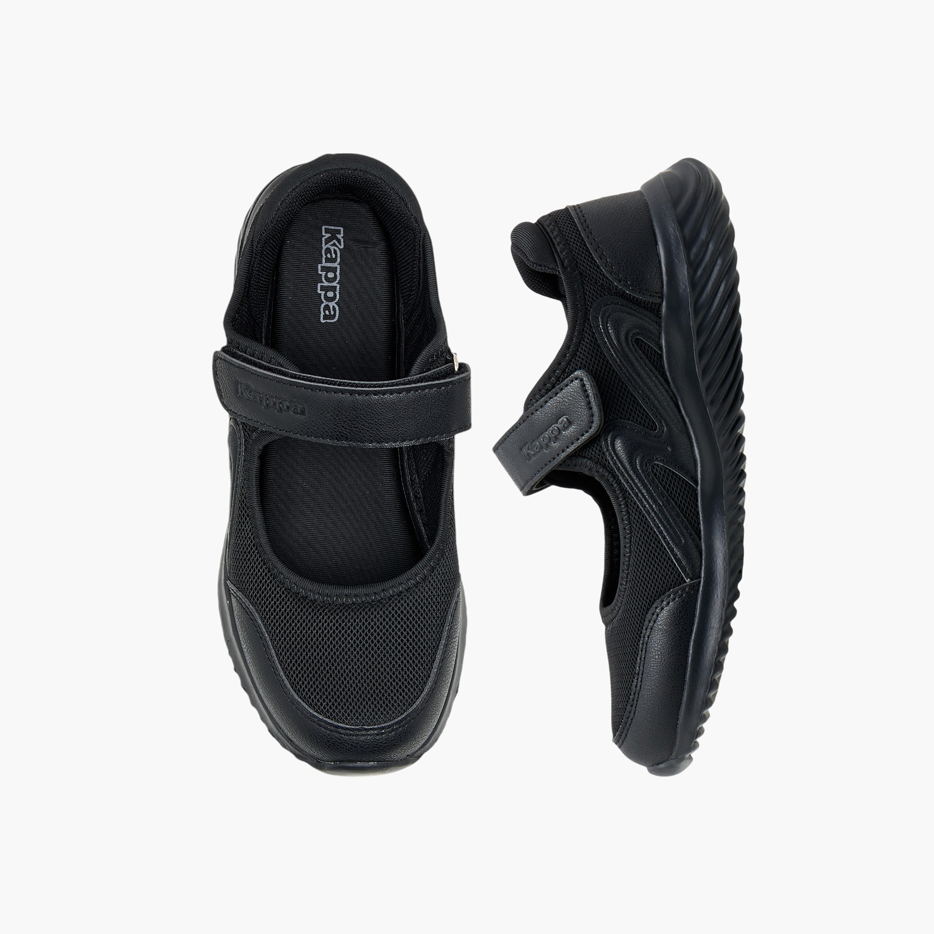 Kappa Girls' Logo Textured Mary Jane School Shoes with Hook and Loop Closure-girls-shoes-schoolshoes-image-1