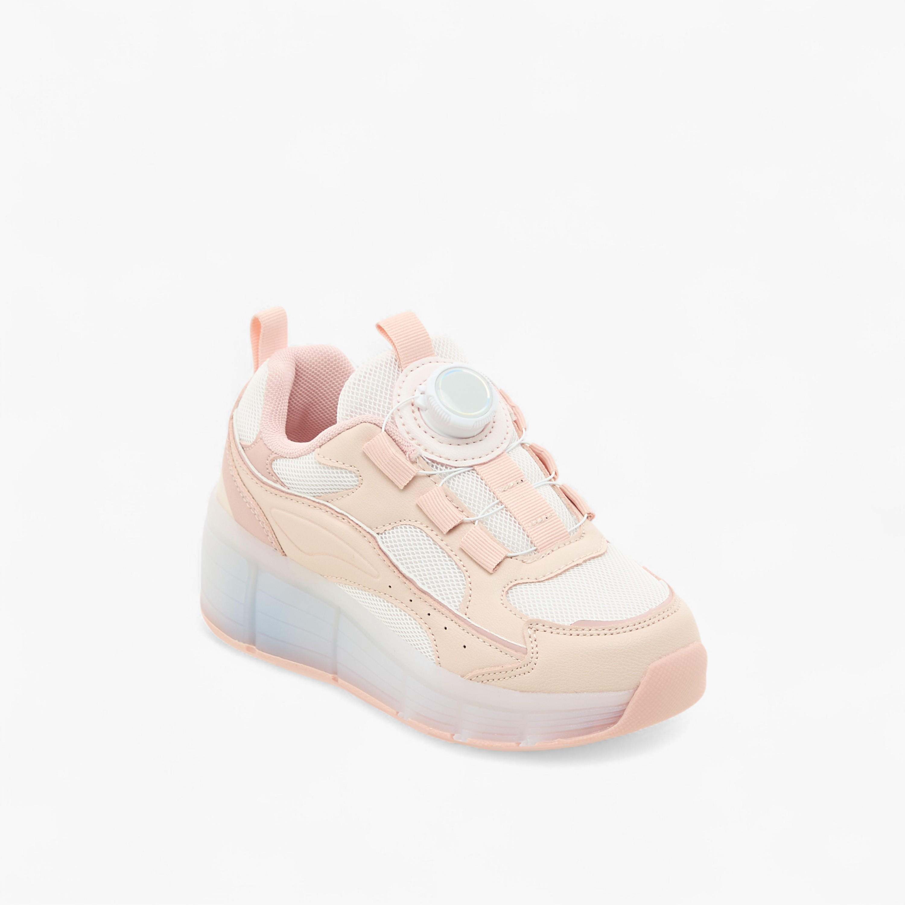Little Missy Panelled Light-Up Sneakers with Rotating Buckle Closure-girls-shoes-sneakers-image-2