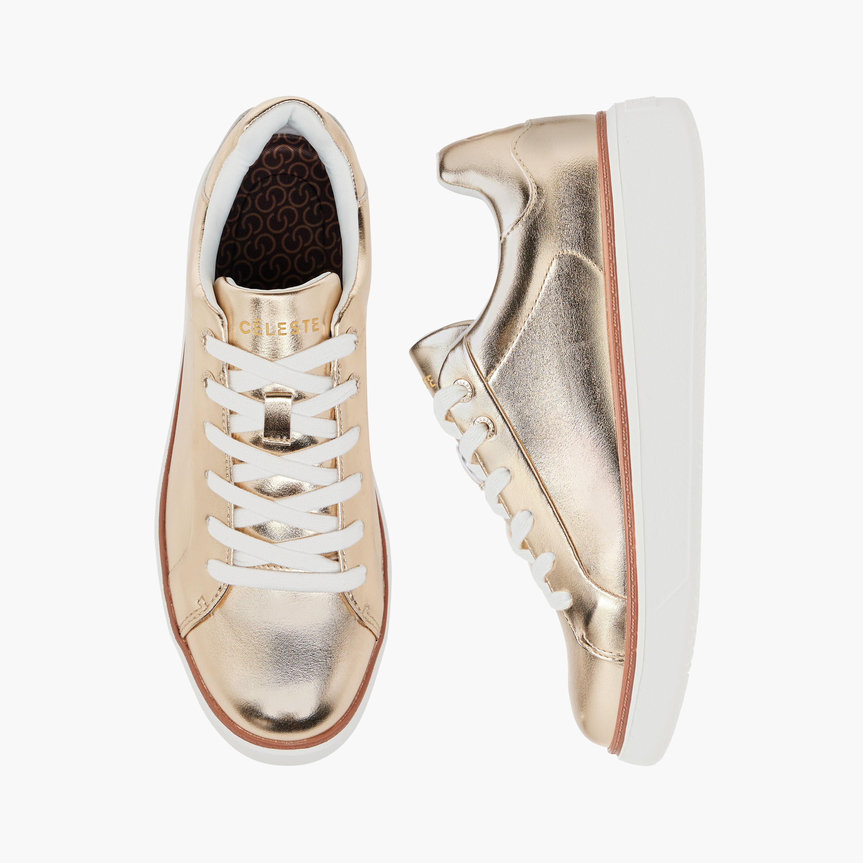 Celeste Women's Metallic Sneakers with Lace-Up Closure-women-shoes-sneakers-image-1