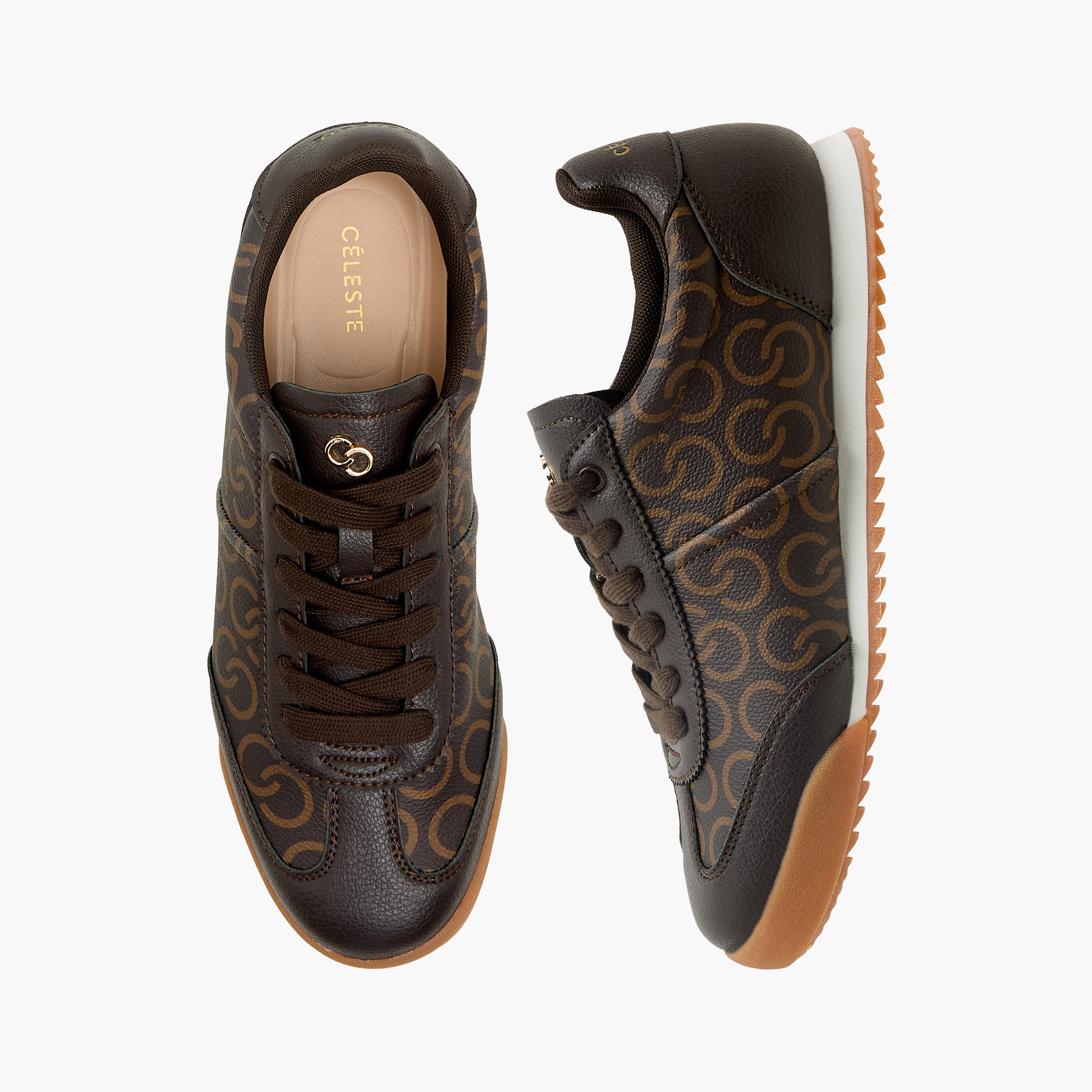 Celeste Women Monogram Print Lace-Up Sneakers-women-shoes-sneakers-image-1