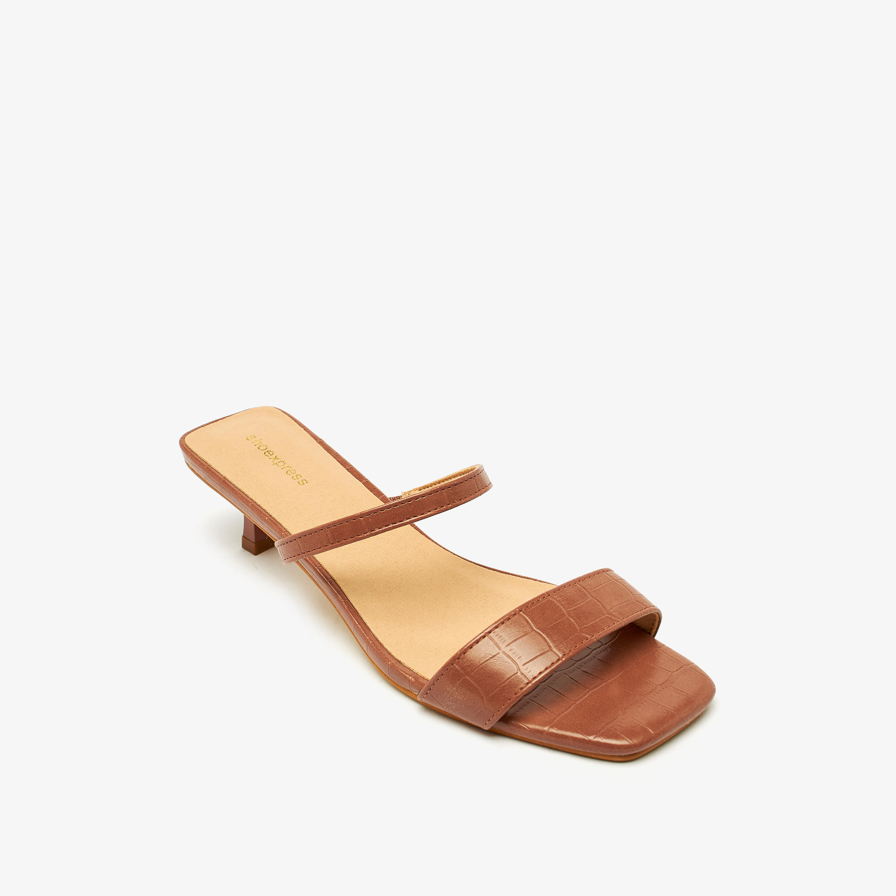 Textured Slip-On Sandals with Kitten Heels-women-shoes-heels-image-1