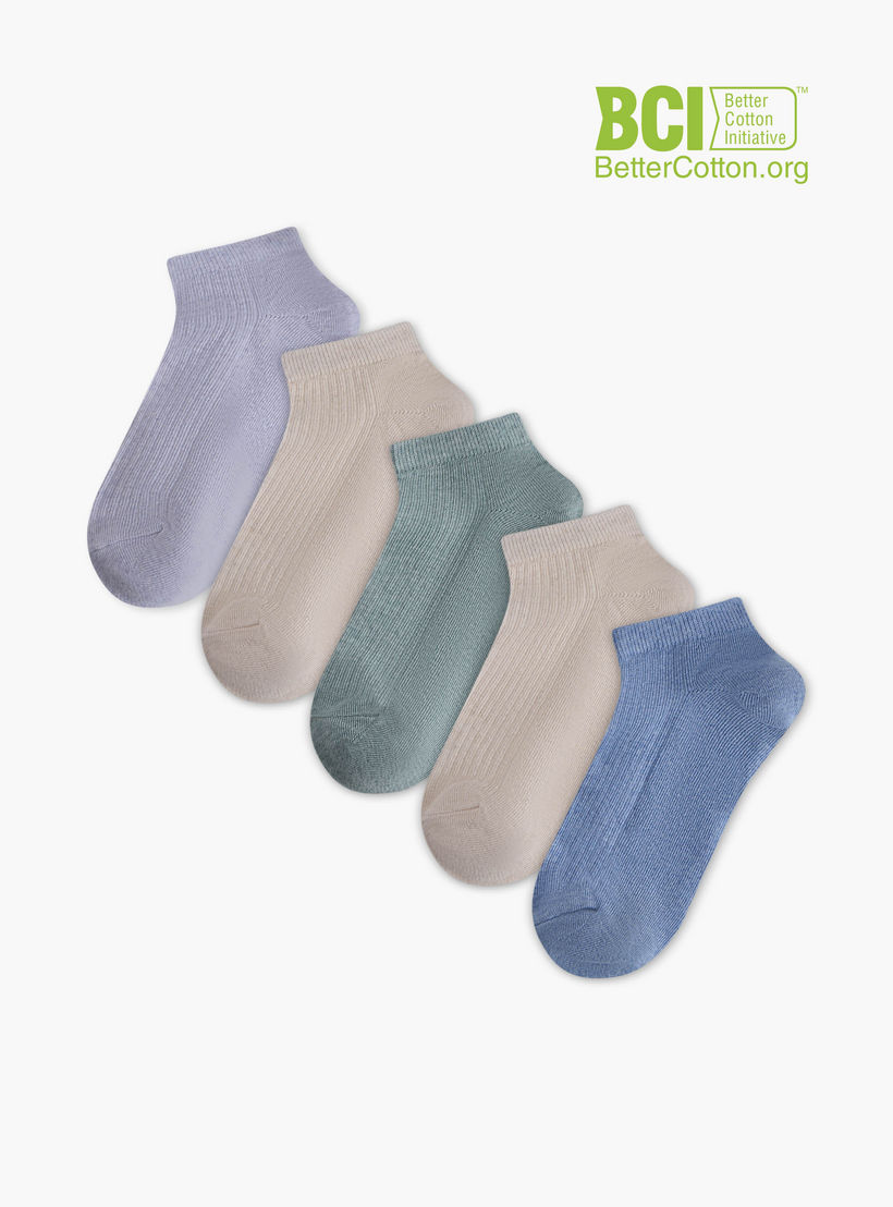 Celeste Textured Ankle Length Socks - Set of 5-women-socksandstockings-image-1