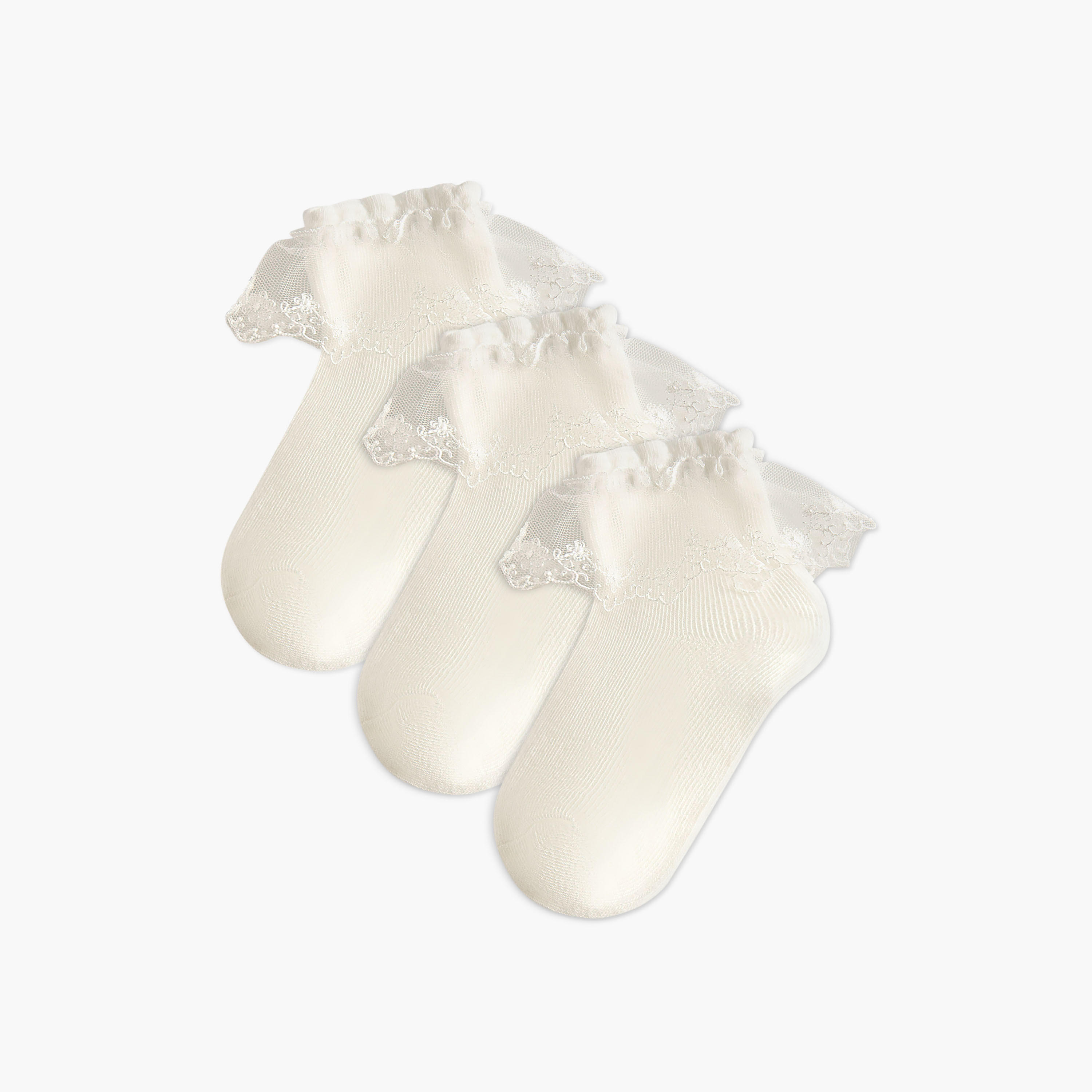 Pack of 3 Celeste Girls Socks with Embroidered Frill Detail-girls-accessories-socks-image-1