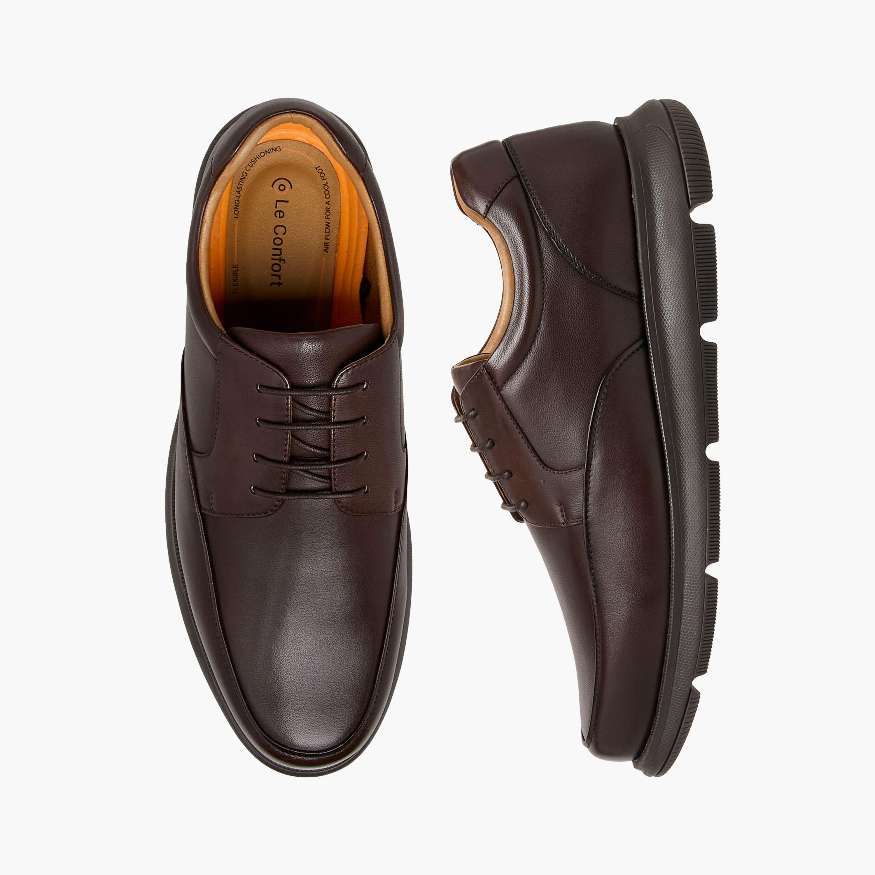 حذاء ديربي جلد سادة برباط من لو كونفورت -men-shoes-formalshoes-image-1