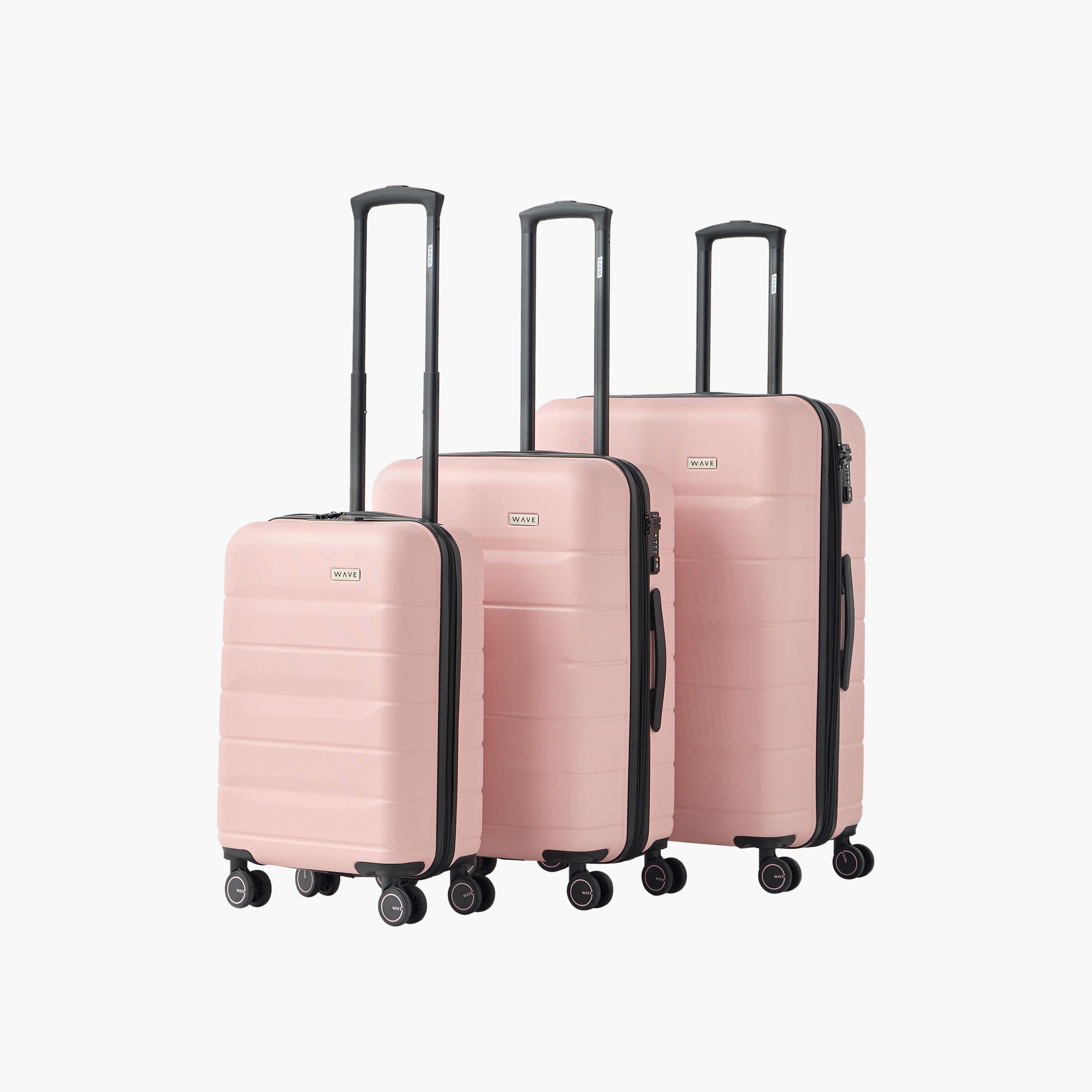 WAVE 3-Piece Hardcase Trolley Bag Set with Retractable Handle-travel-luggagesandbags-luggage-image-1