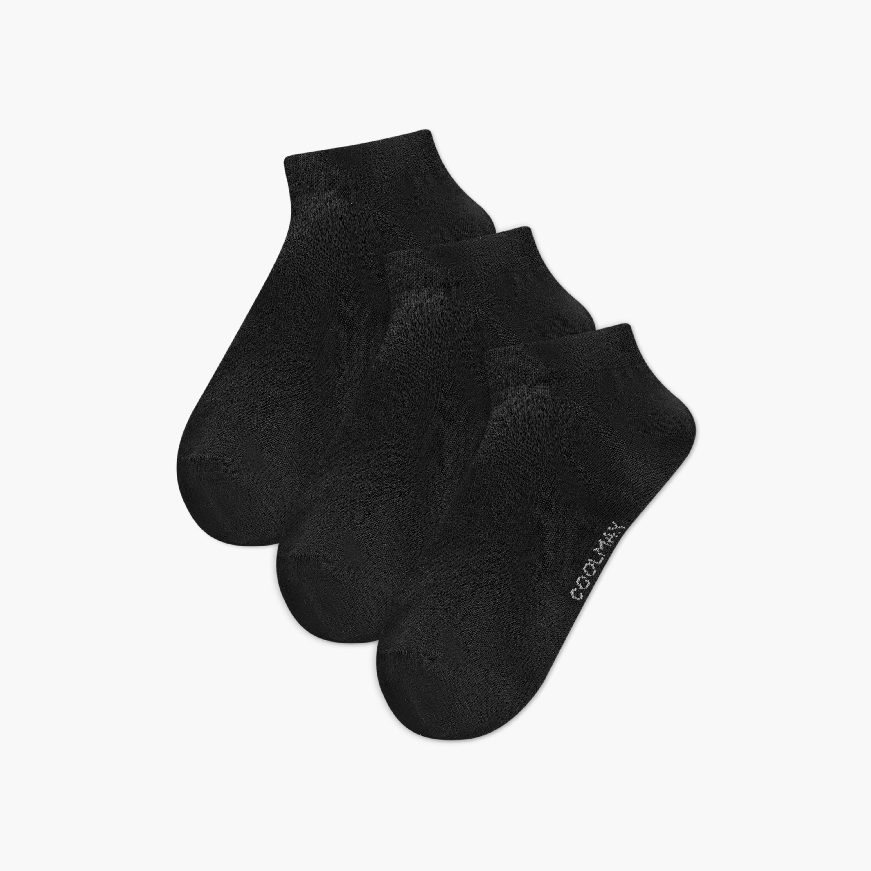 Dash Logo Print Non Terry Ankle Length Socks - Set of 3-women-socksandstockings-image-1