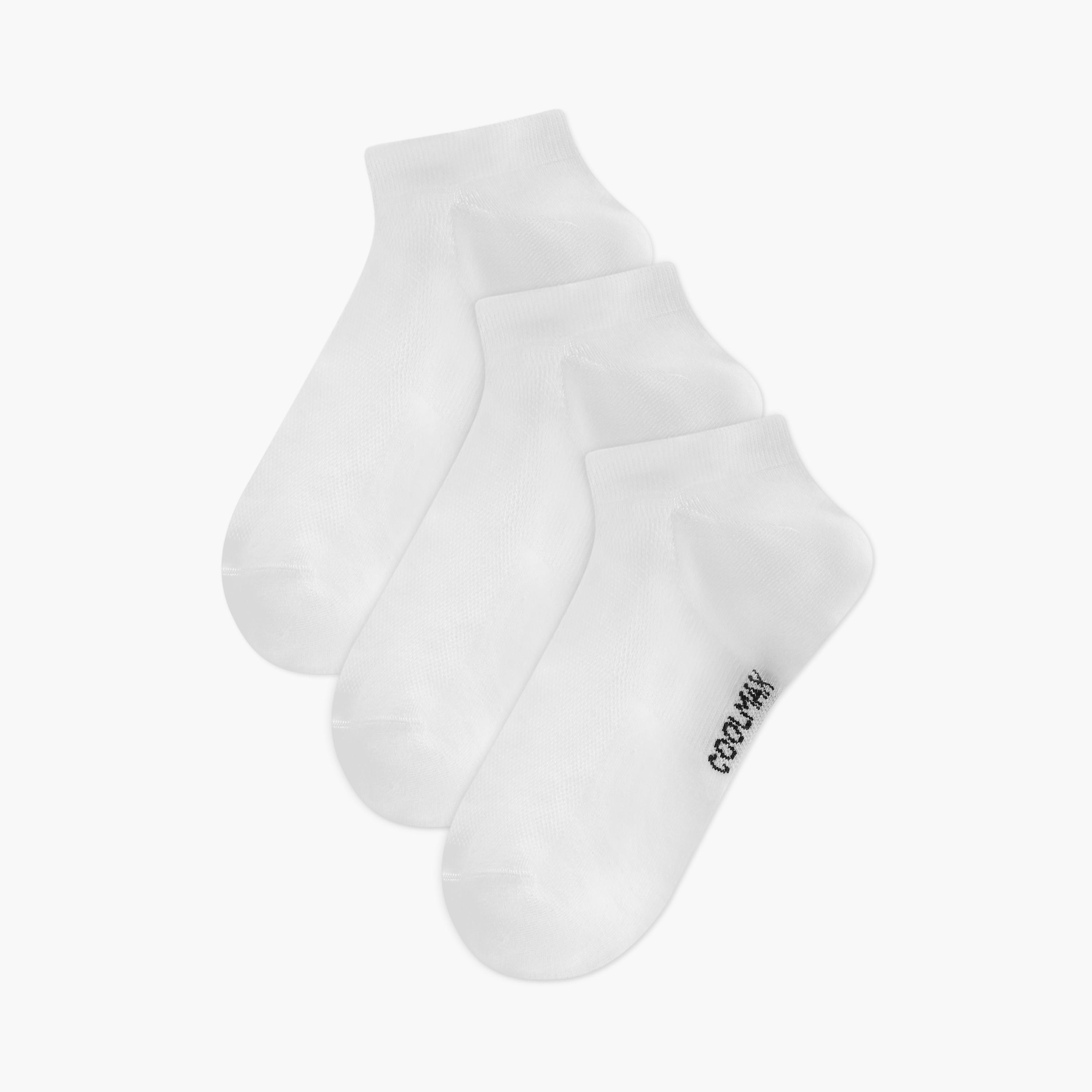 Dash Logo Print Non Terry Ankle Length Socks - Set of 3-women-socksandstockings-image-1