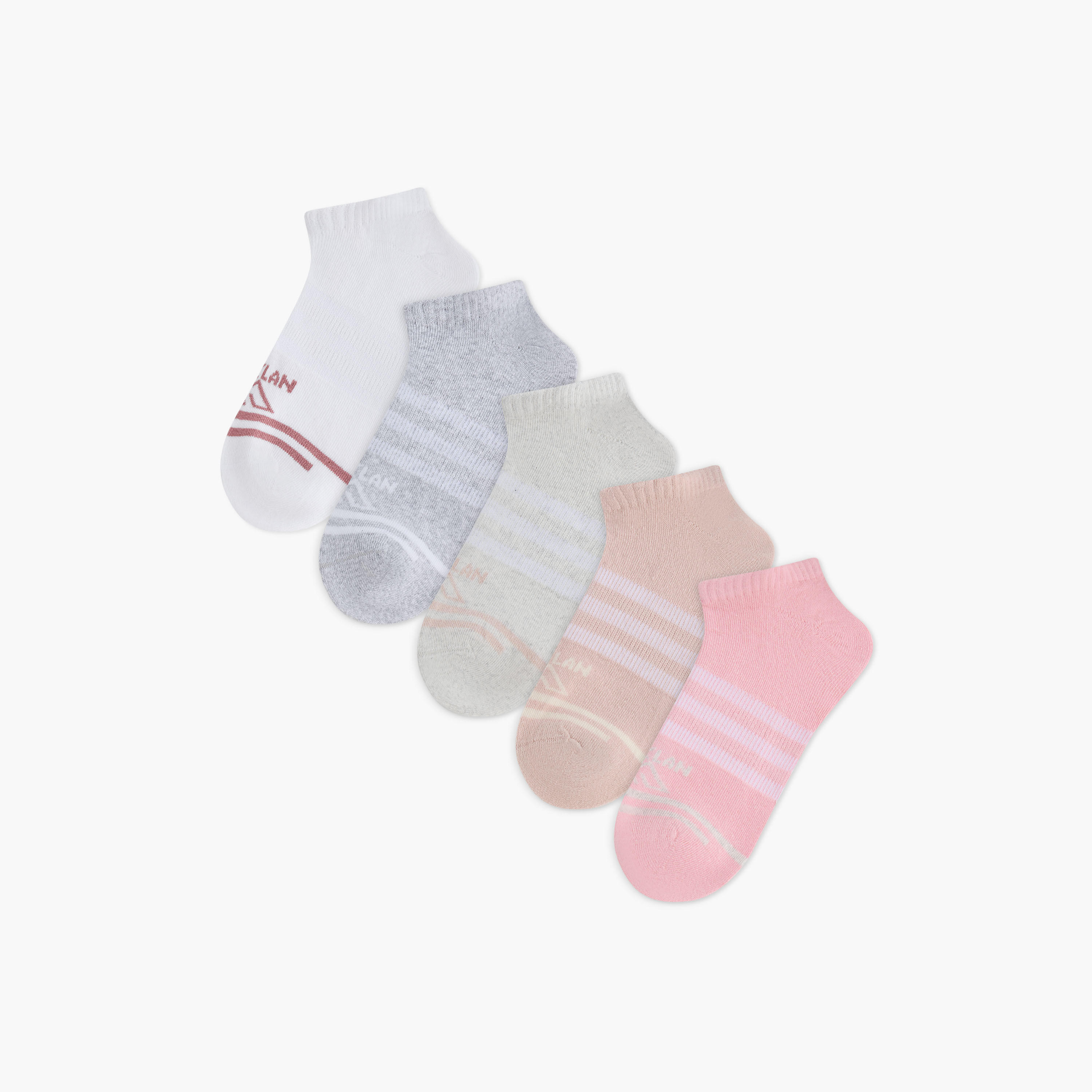 Oaklan by Shoexpress Logo Print Ankle Length Socks - Set of 5-women-socksandstockings-image-1
