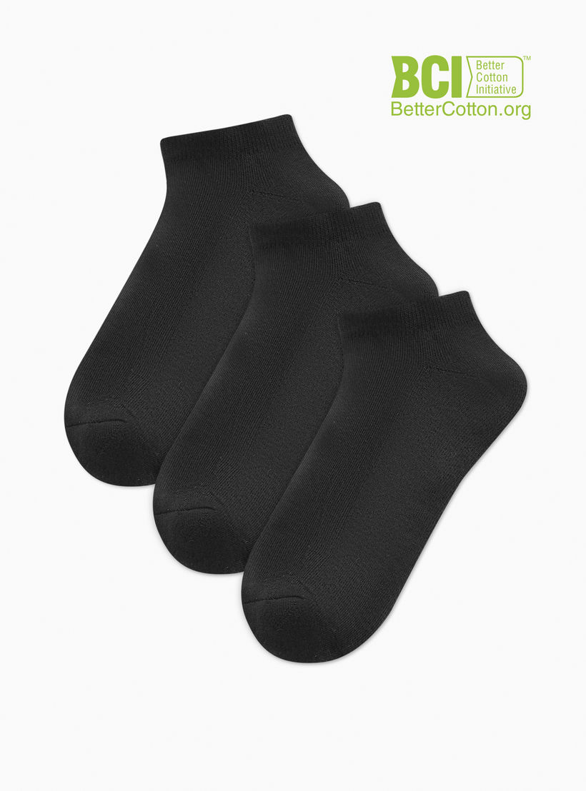 Dash Solid Ankle Length Cushioned Sports Socks - Set of 3-men-socks-image-1