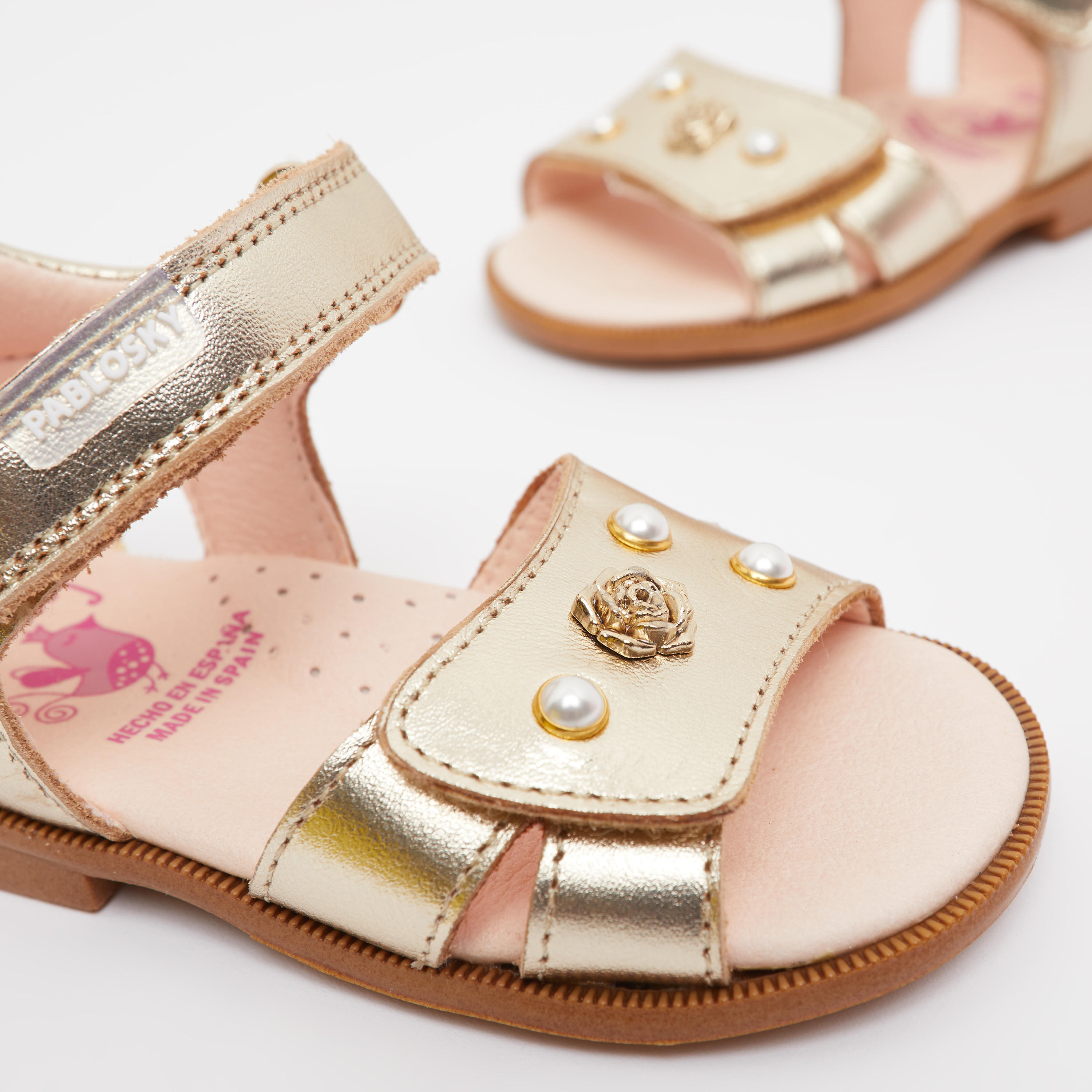 Pablosky Girls' Strap Sandals with Hook and Loop Closure-girls-shoes-sandals-image-4