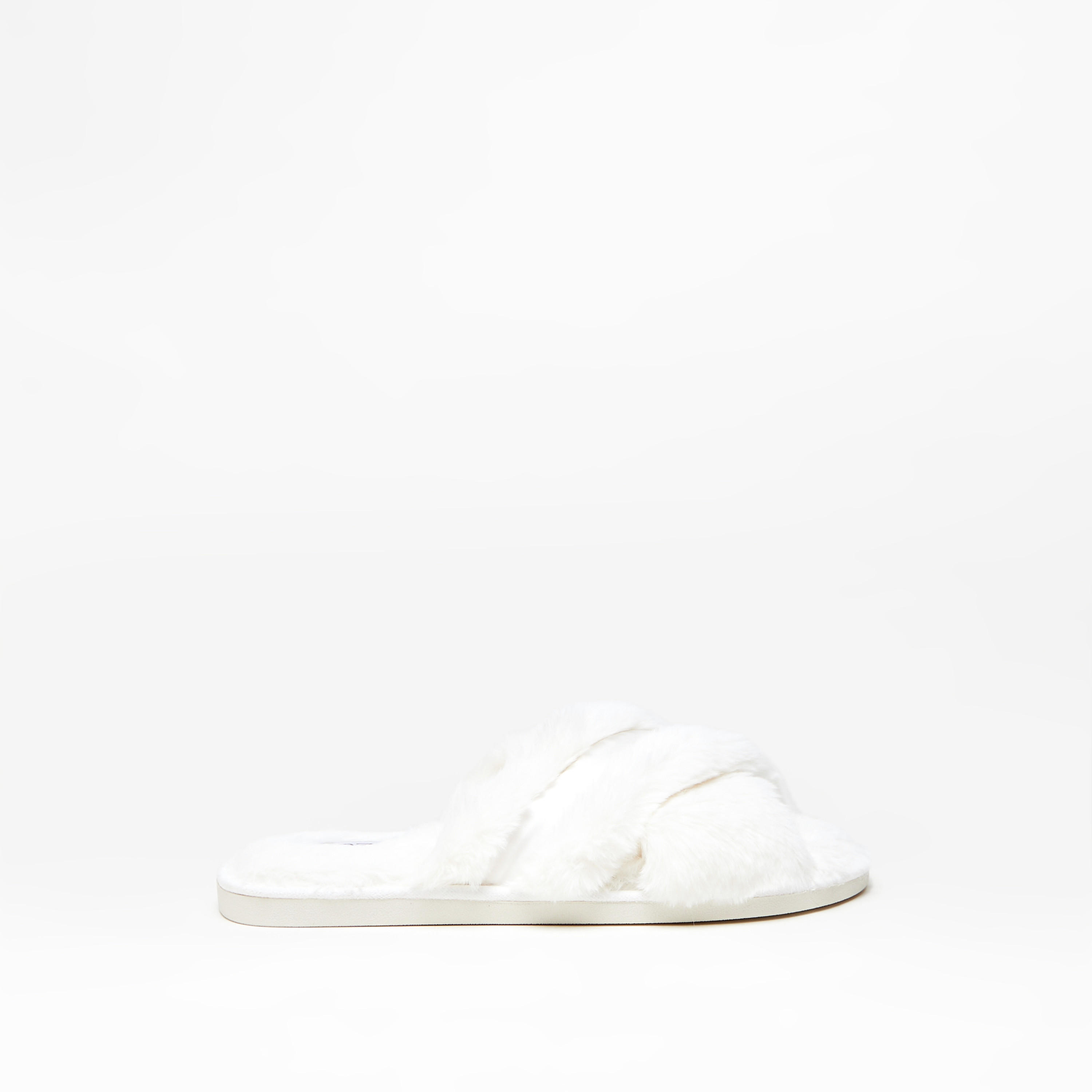 Cozy Crossover Strap Faux Fur Bedroom Slippers with Satin Trim-women-shoes-bedroomslippers-image-1