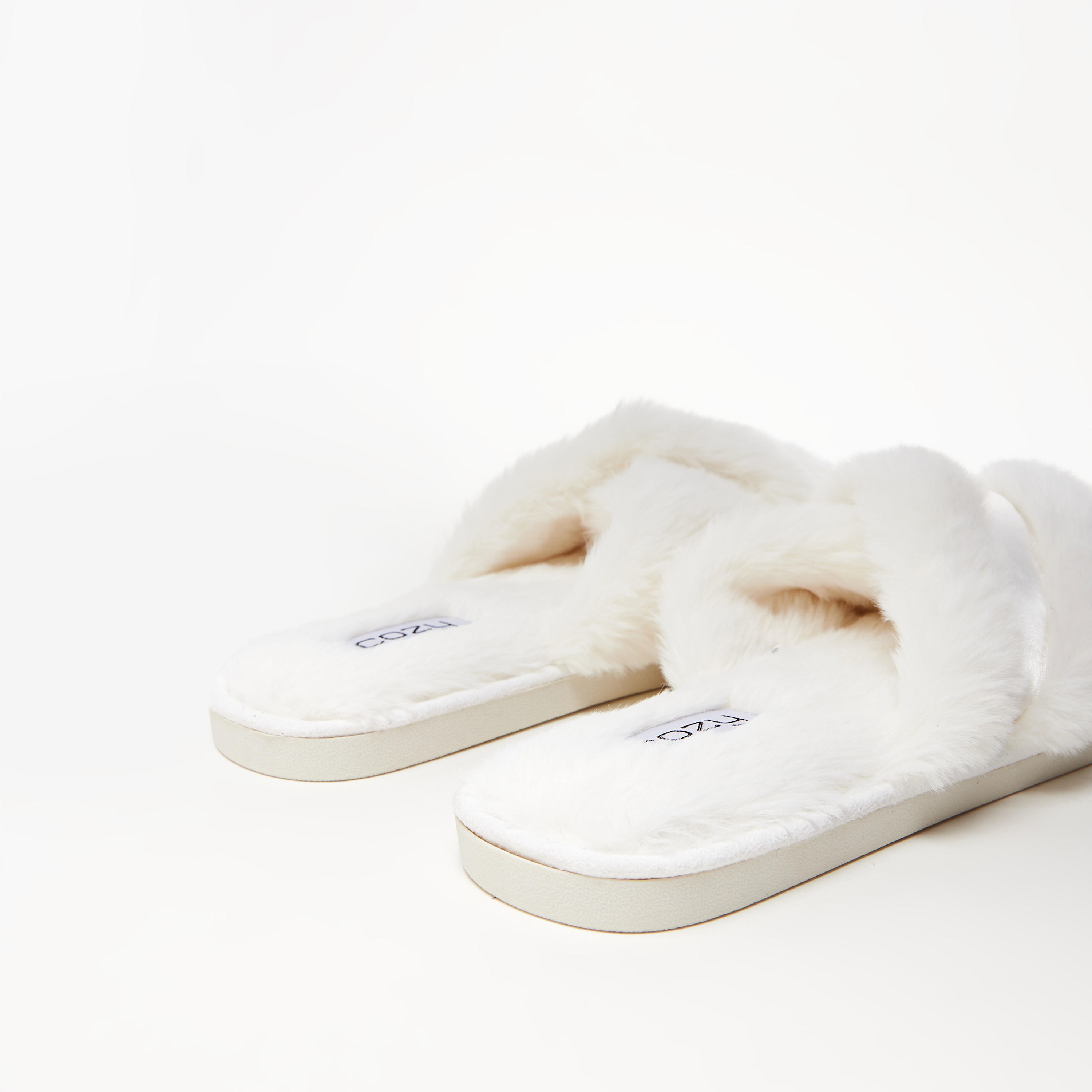 Cozy Crossover Strap Faux Fur Bedroom Slippers with Satin Trim-women-shoes-bedroomslippers-image-3
