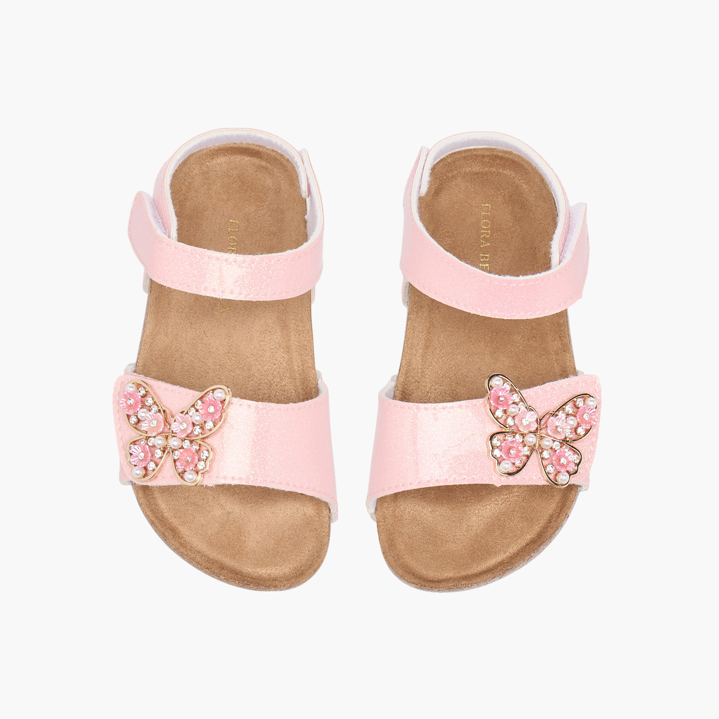 Flora Bella Butterfly Accent Sandals with Hook and Loop Closure-girls-shoes-sandals-image-1