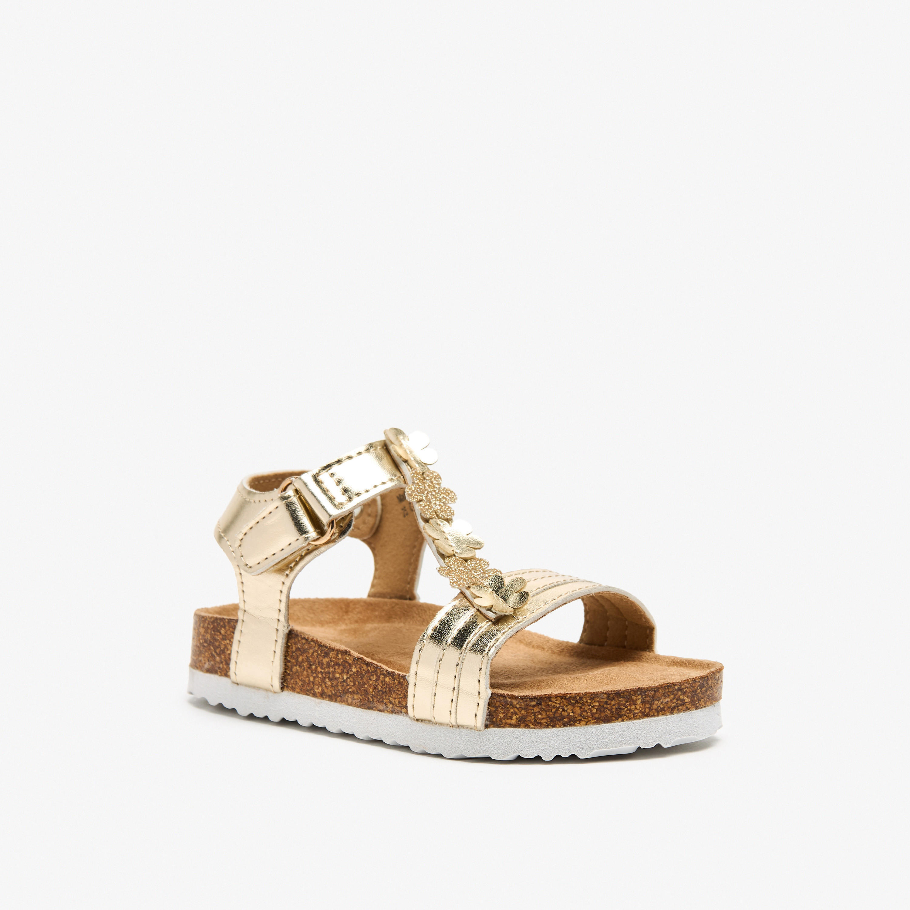 Flora Bella Applique Detail Sandals with Hook and Loop Closure-girls-shoes-sandals-image-1
