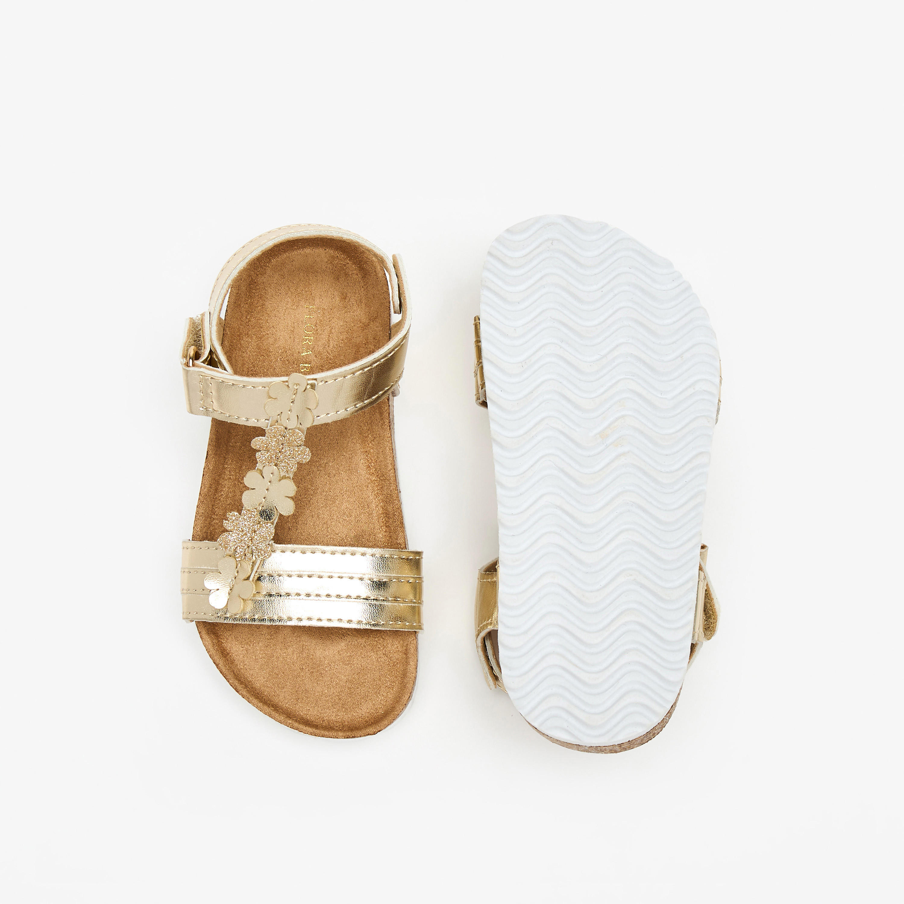 Flora Bella Applique Detail Sandals with Hook and Loop Closure-girls-shoes-sandals-image-4