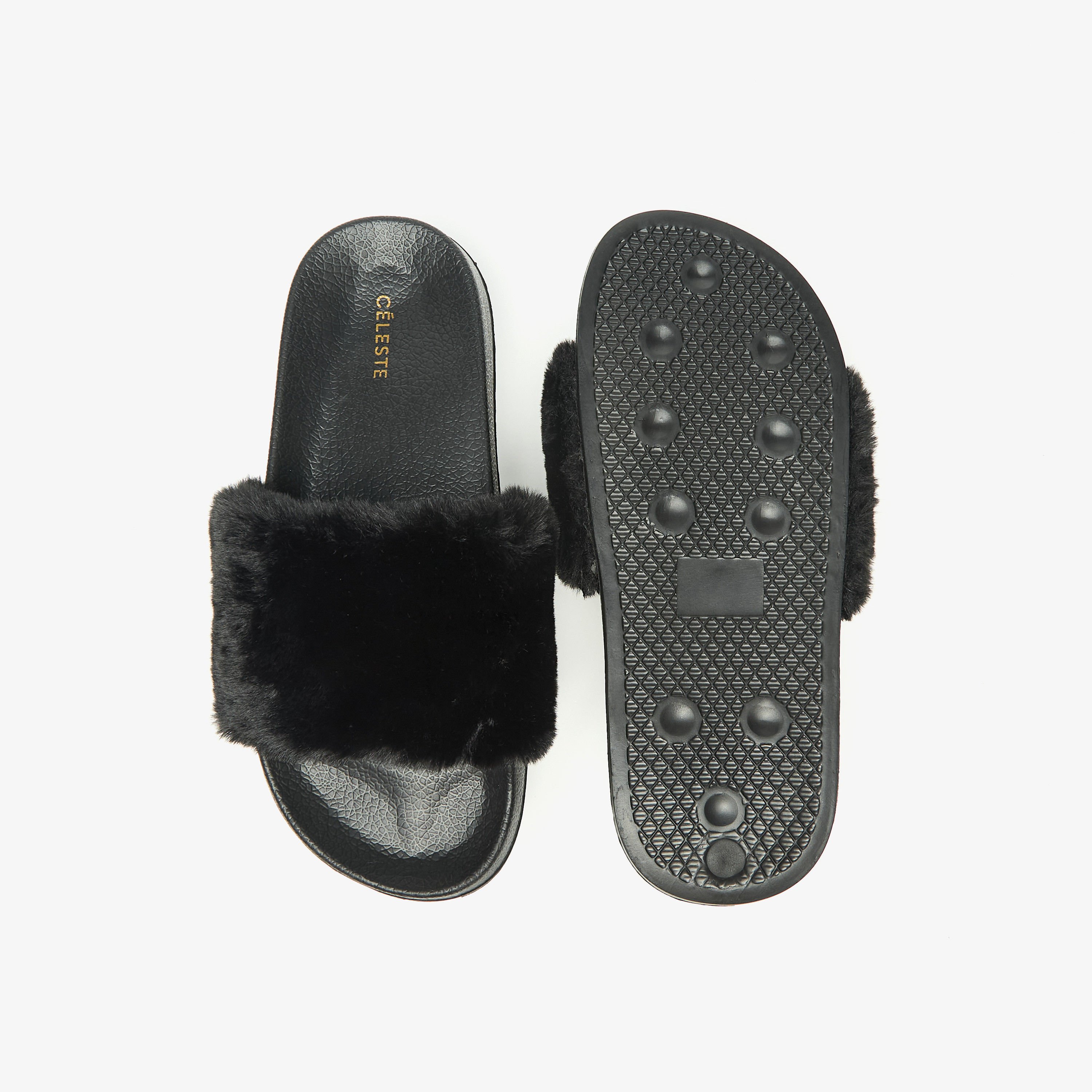 شبشب سهل الارتداء بارز الملمس من الفرو الصناعي للنساء من سيليست-women-shoes-flipflopsandslides-image-9