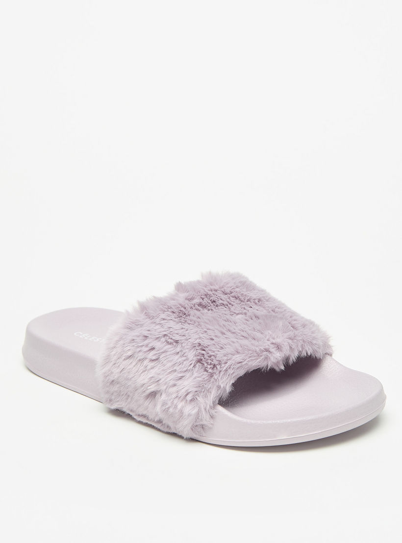 Celeste Women's Faux Fur Textured Slip-On Slides-women-shoes-flipflopsandslides-image-2