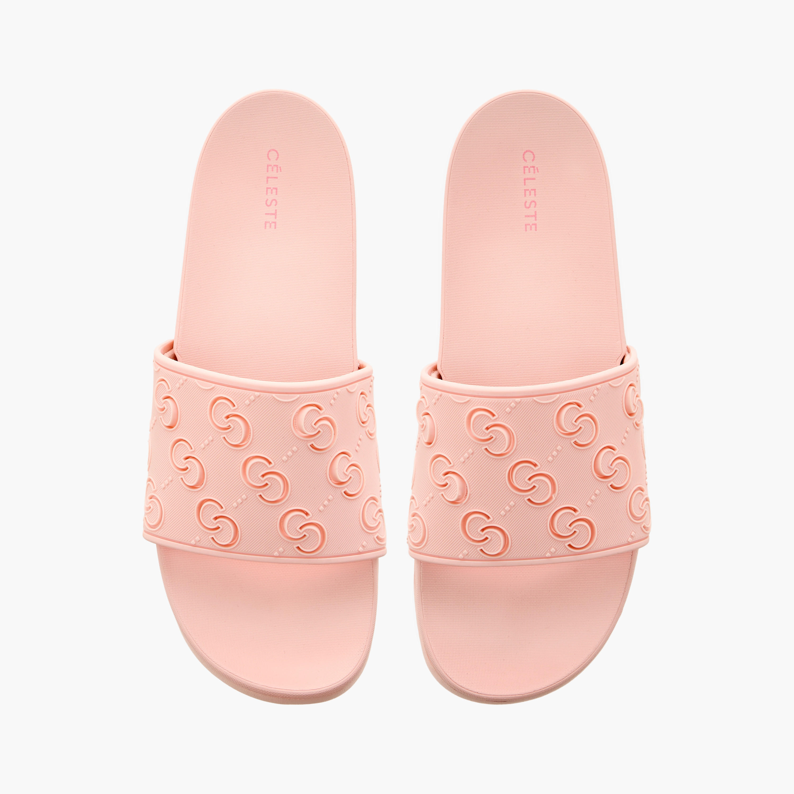 Celeste Women's Monogram Textured Slip-On Slides-women-shoes-flipflopsandslides-image-1
