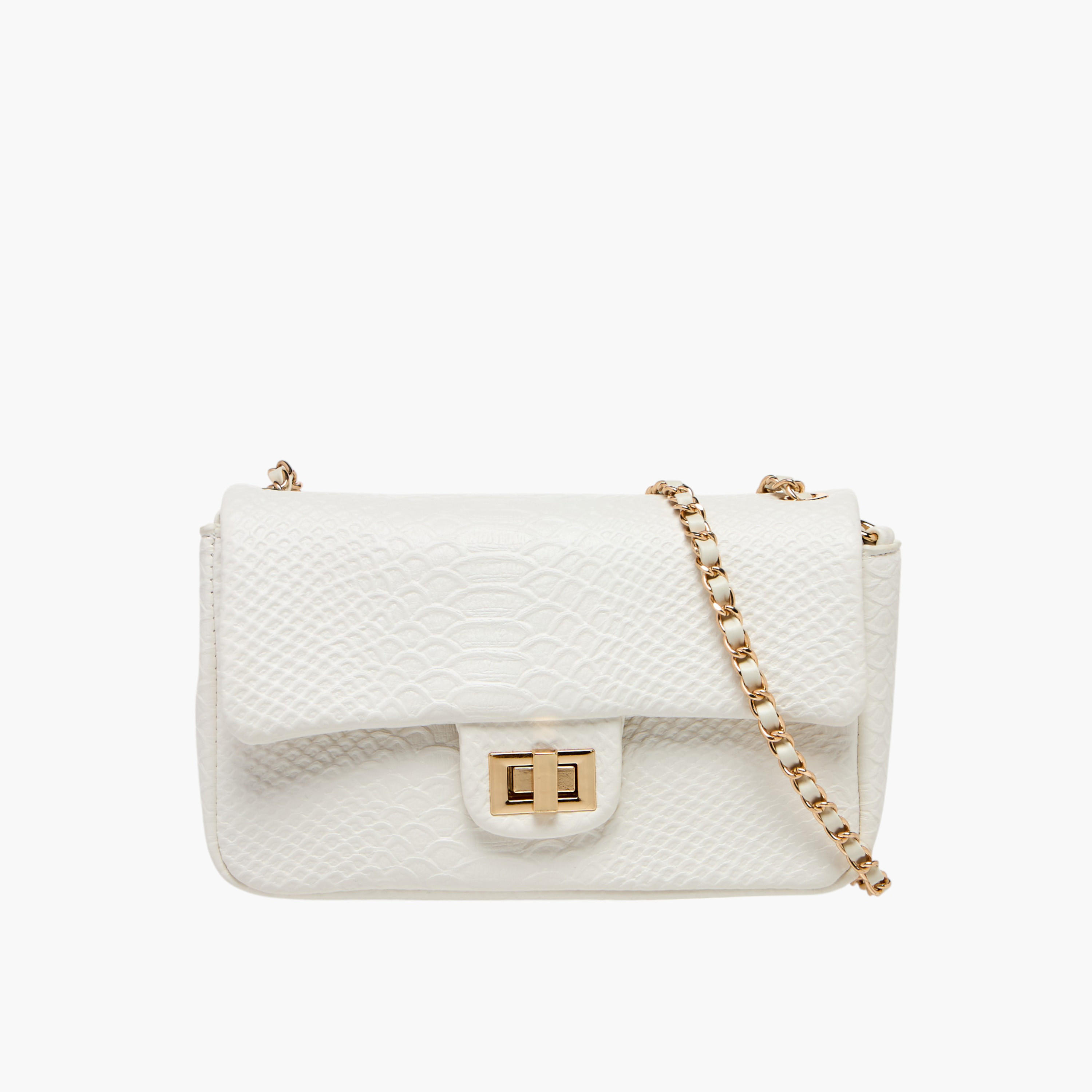 Flora Bella Textured Crossbody Bag with Chain Strap and Twist Lock Closure-women-bagsandwallets-handbags-image-1