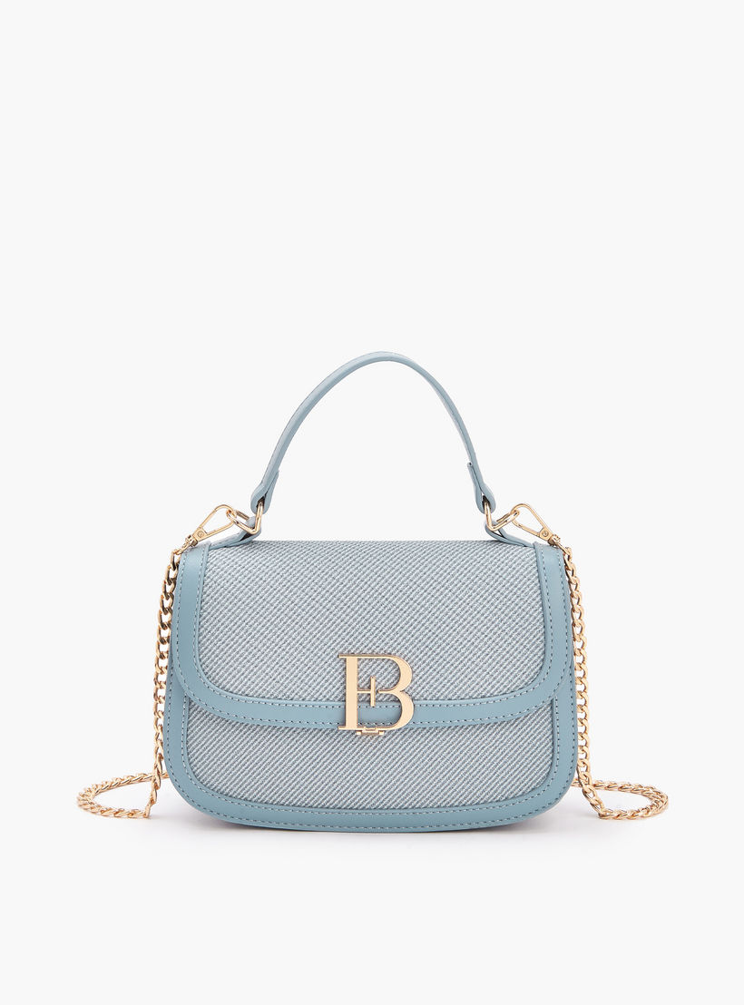 شنطة كروس بودي بتفاصيل شعار مع حزام سلسلة من فلورا بيلا-women-bagsandwallets-handbags-image-1