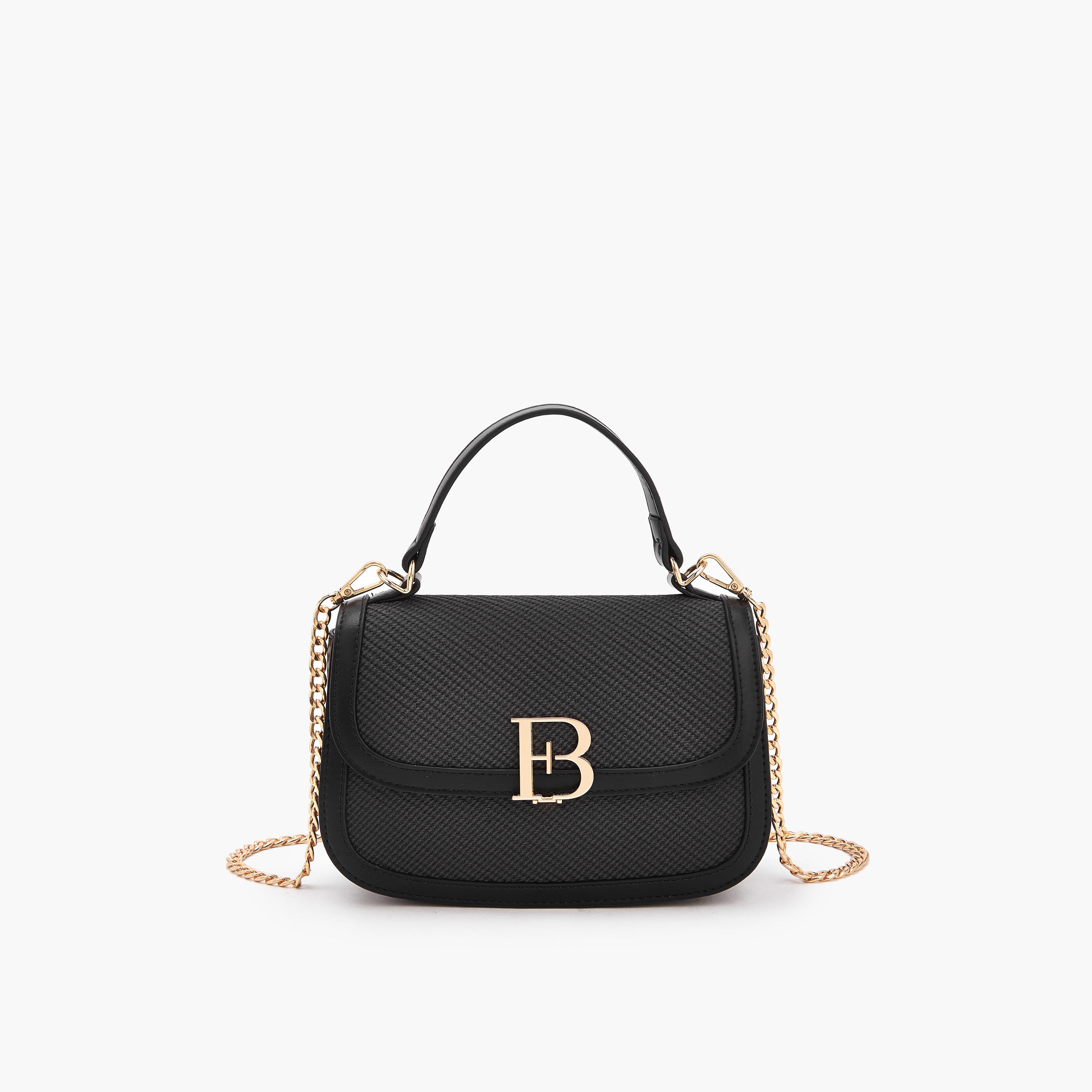 شنطة كروس بودي بتفاصيل شعار مع حزام سلسلة من فلورا بيلا-women-bagsandwallets-handbags-image-1