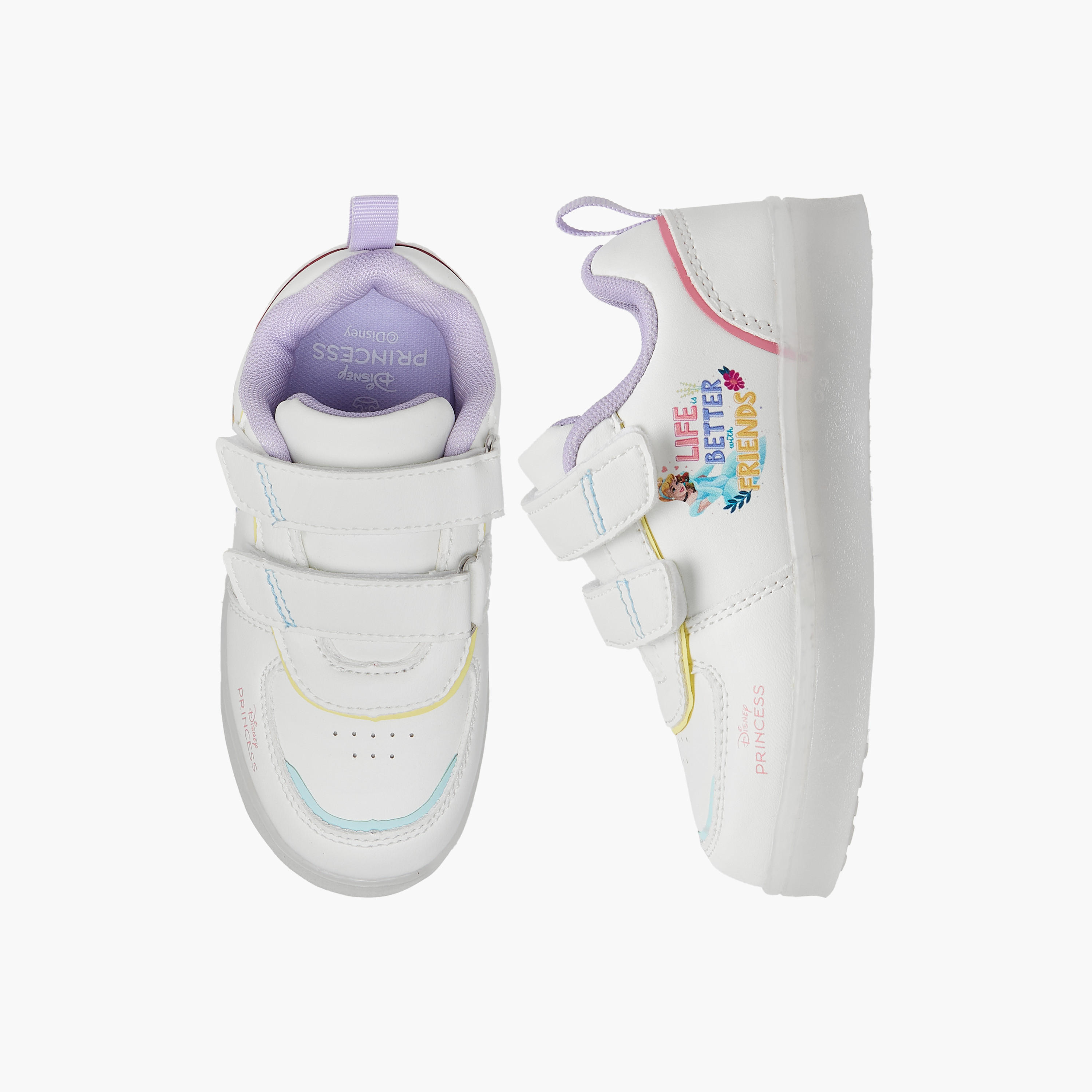 Disney Princess Print Light-Up Sneakers with Hook and Loop Closure-girls-shoes-sneakers-image-1