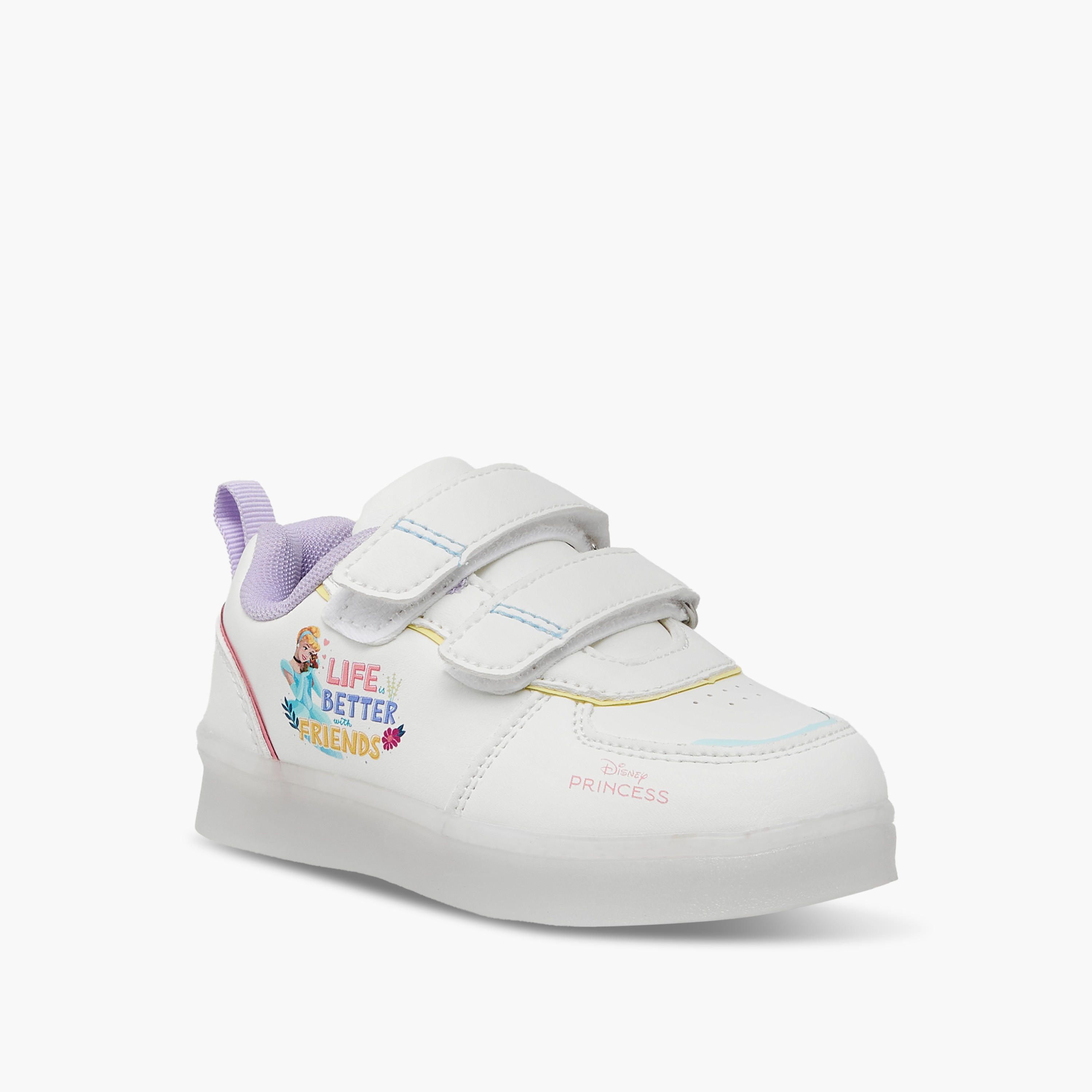 Disney Princess Print Light-Up Sneakers with Hook and Loop Closure-girls-shoes-sneakers-image-2