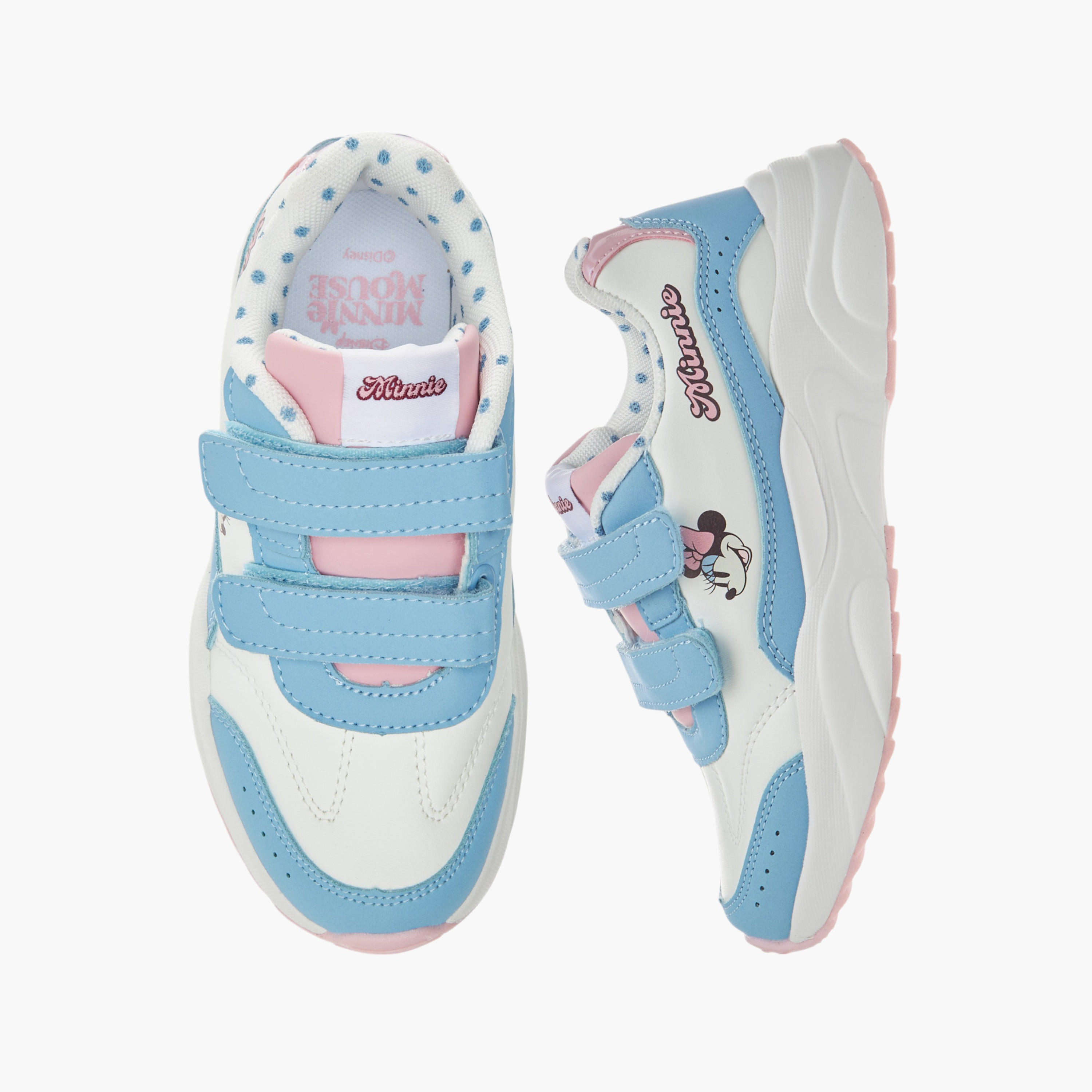 Disney Minnie Mouse Print Sneakers with Hook and Loop Closure-girls-shoes-sneakers-image-1