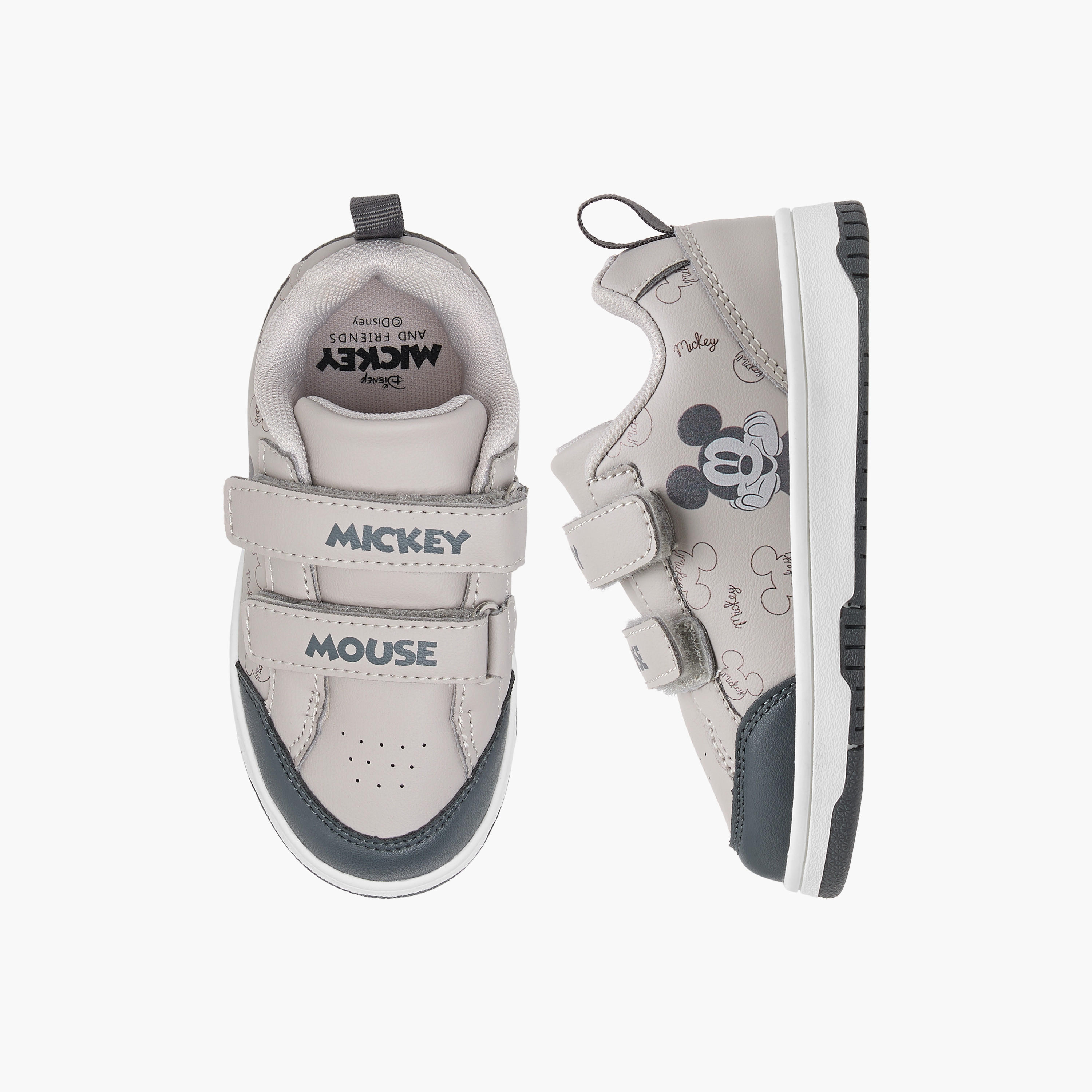 Disney Mickey Mouse Print Sneakers with Hook and Loop Closure-boys-shoes-sneakers-image-1