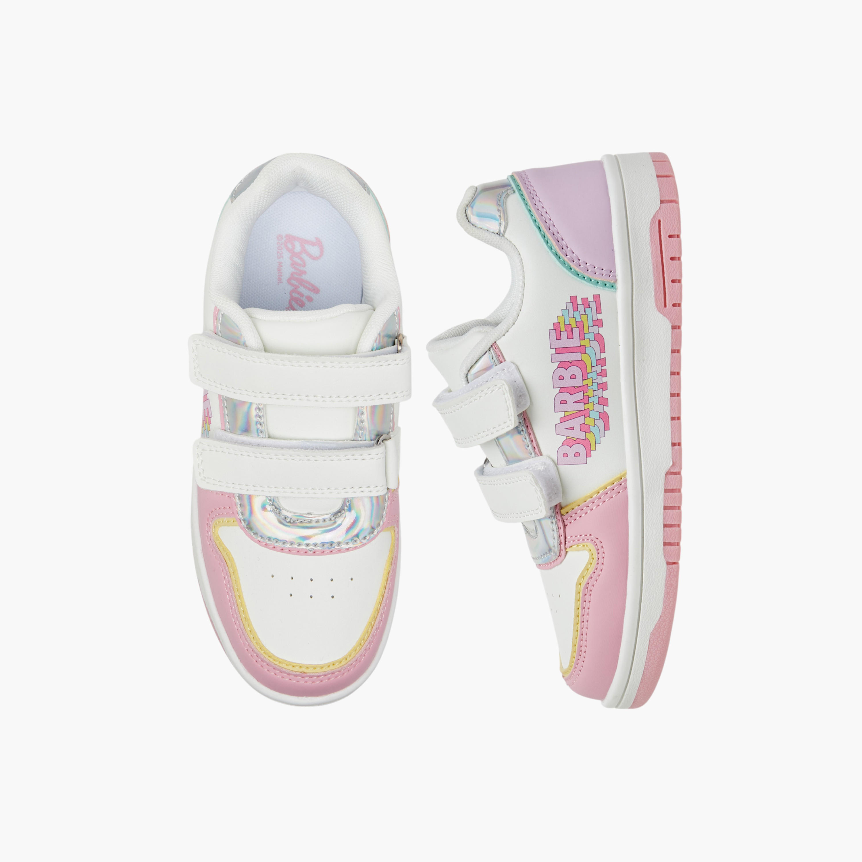 Barbie Panelled Sneakers with Hook and Loop Closure-girls-shoes-sneakers-image-1