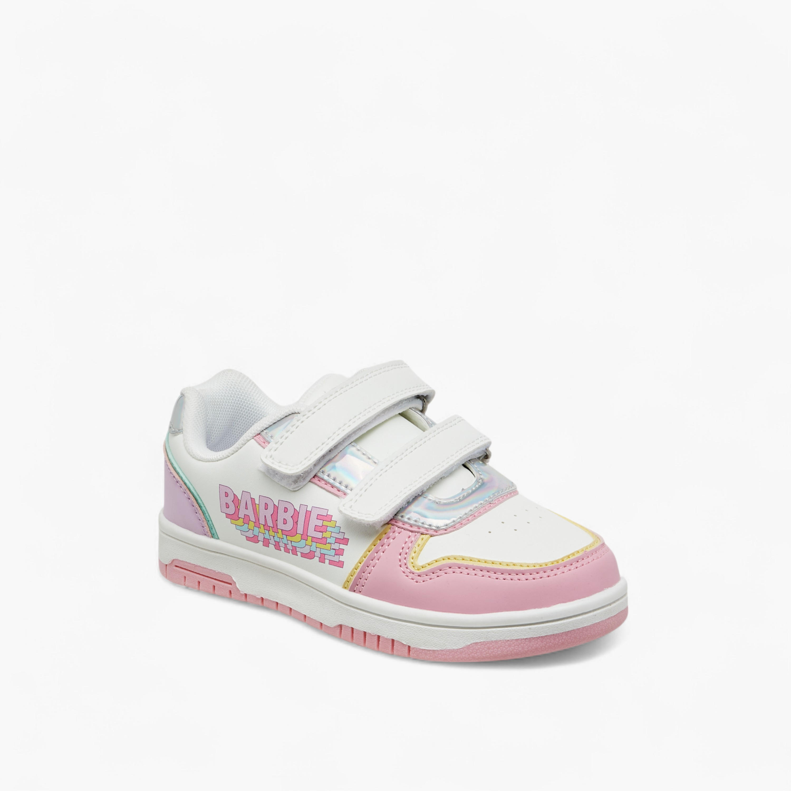 Barbie Panelled Sneakers with Hook and Loop Closure-girls-shoes-sneakers-image-2
