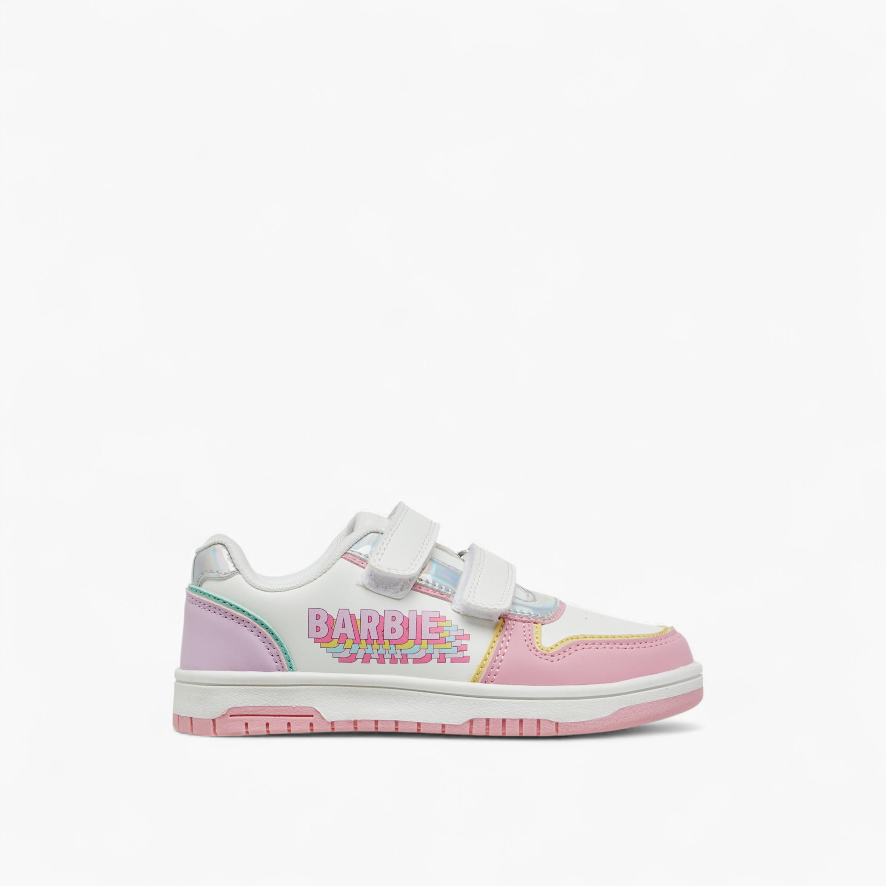 Barbie Panelled Sneakers with Hook and Loop Closure-girls-shoes-sneakers-image-3