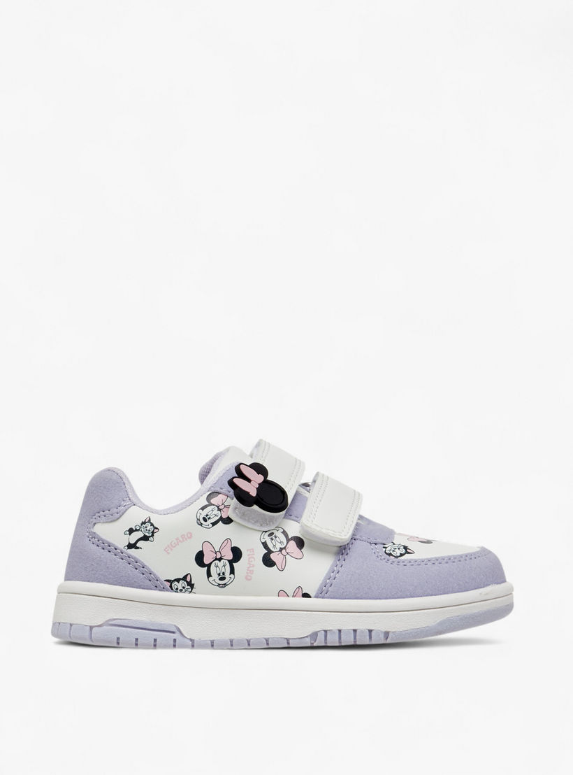 Disney Minnie Mouse Print Sneakers with Hook and Loop Closure-girls-shoes-sneakers-image-3