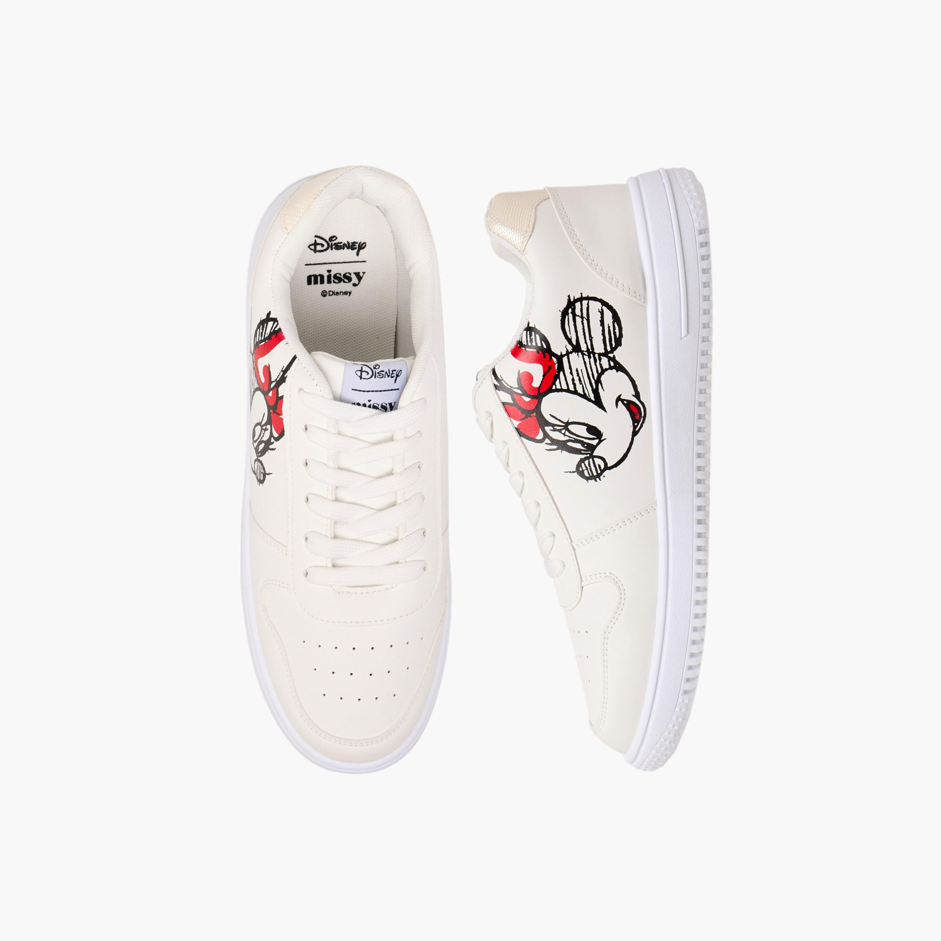 Disney Minnie Mouse Print Lace-Up Sneakers-women-shoes-sneakers-image-1