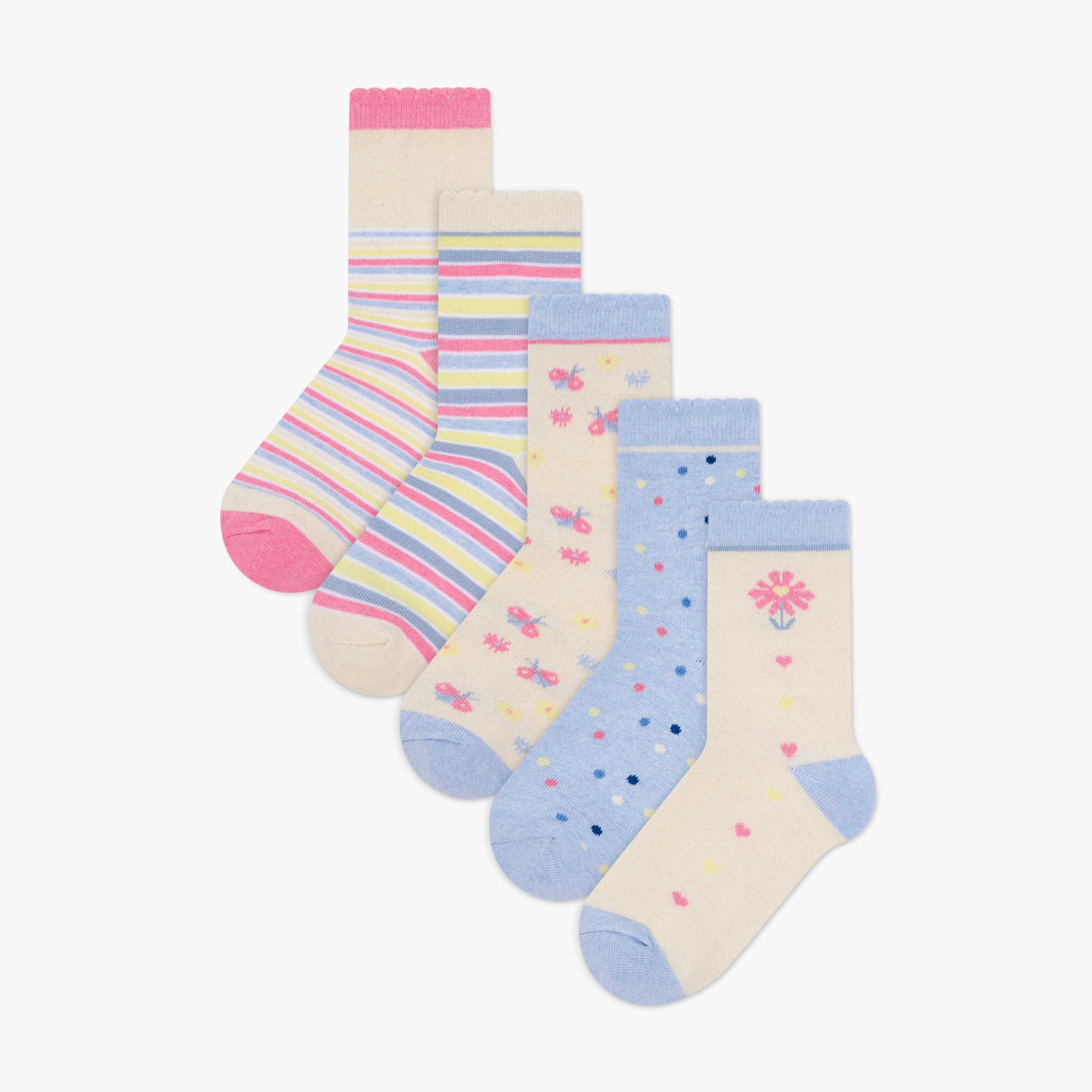 Flora Bella Girls' Assorted Ankle Length Socks - Set of 5-girls-accessories-socks-image-1