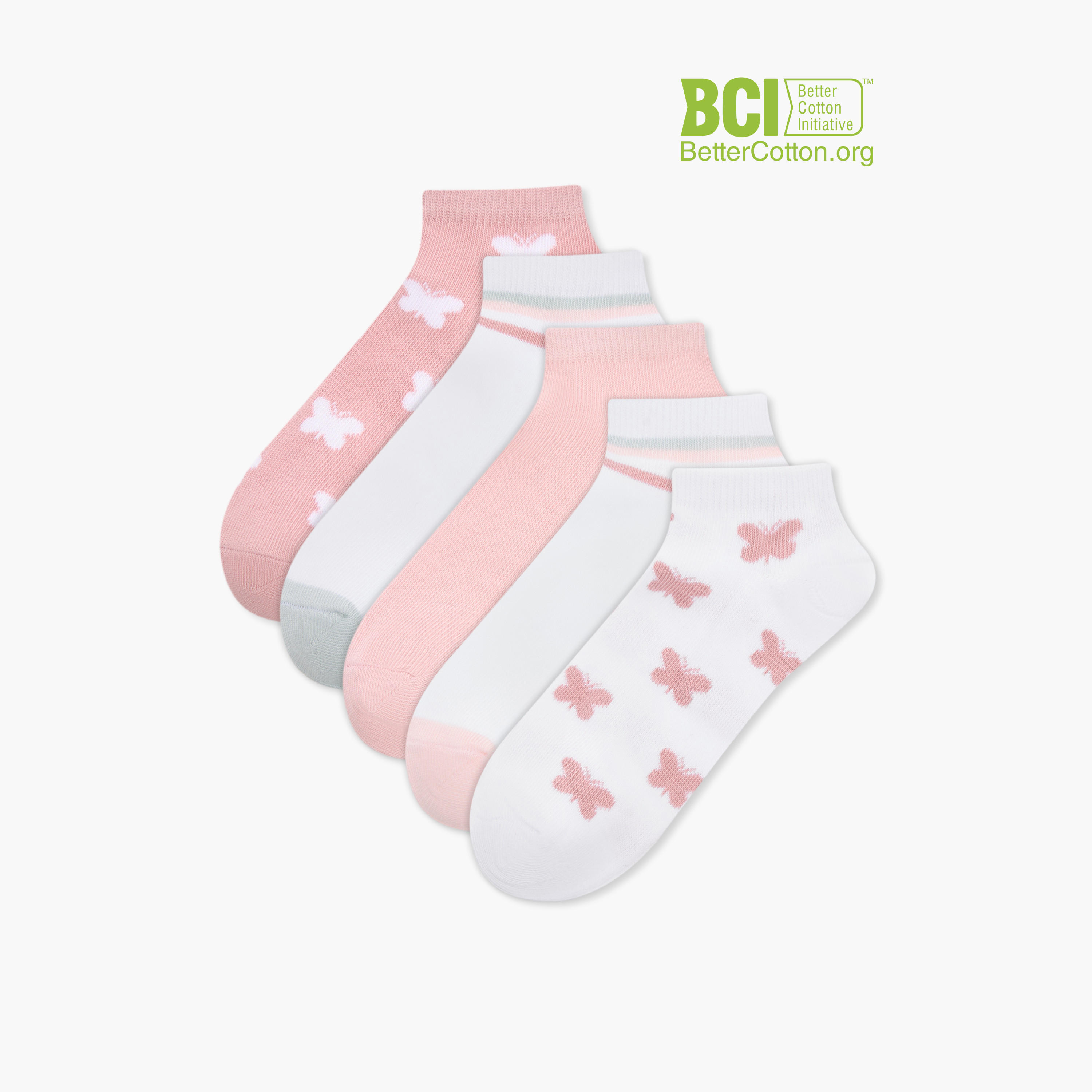 طقم جوارب 5 أزواج بارزة الملمس بطول الكاحل من ليتل ميسي-girls-accessories-socks-image-1