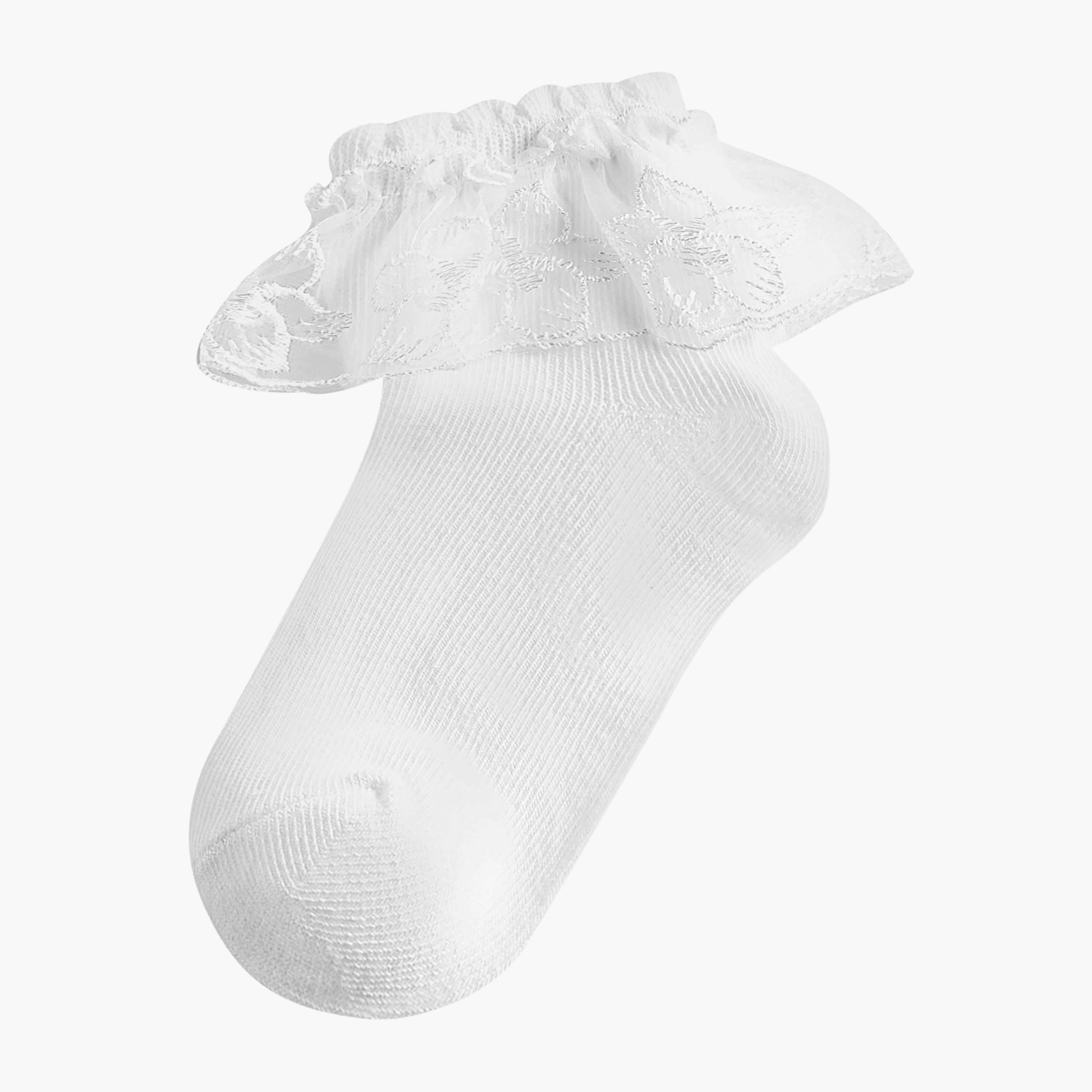 Pack of 3 Celeste Girls Socks with Embroidered Frill Detail-girls-accessories-socks-image-2