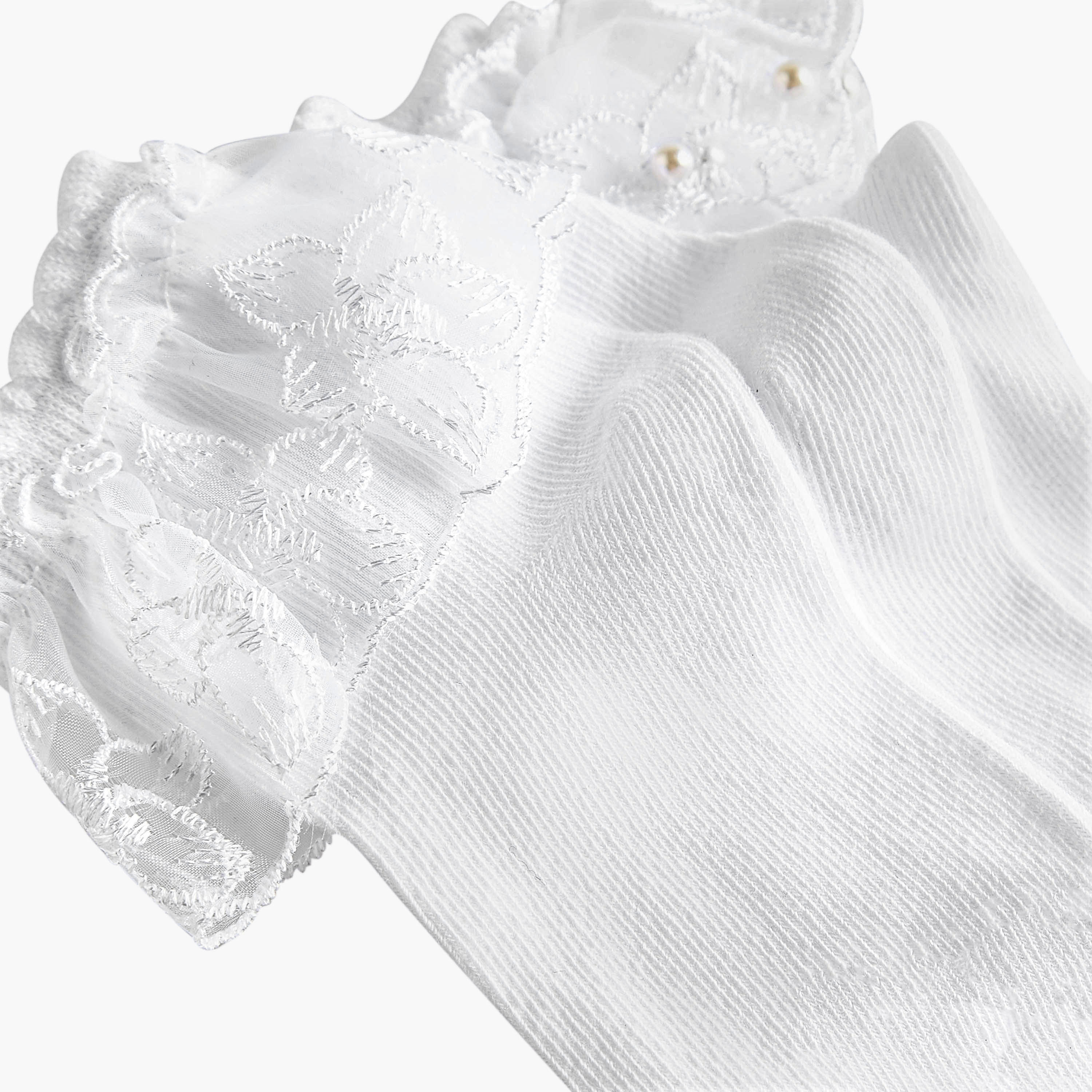 Pack of 3 Celeste Girls Socks with Embroidered Frill Detail-girls-accessories-socks-image-5